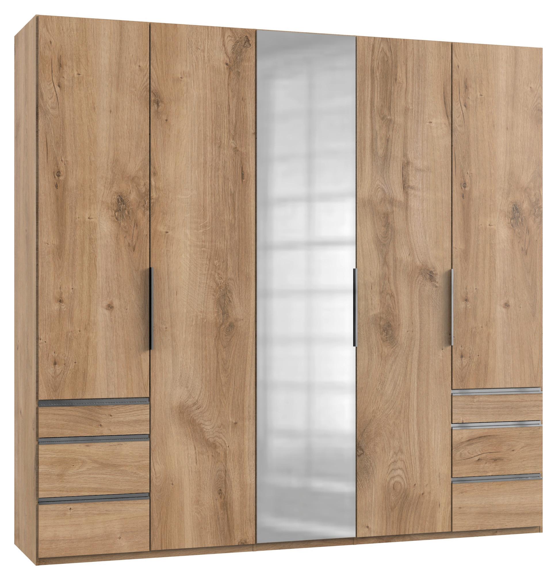 Drehtürenschrank mit Laden B: 250 cm Level, Eiche Dekor - Chromfarben/Eichefarben, MODERN, Holzwerkstoff (250/236/58cm) - MID.YOU