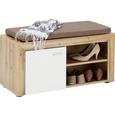 Garderobenbank in Weiß/Eiche - Eichefarben/Silberfarben, MODERN, Holzwerkstoff/Kunststoff (90/48/37cm) - Premium Living