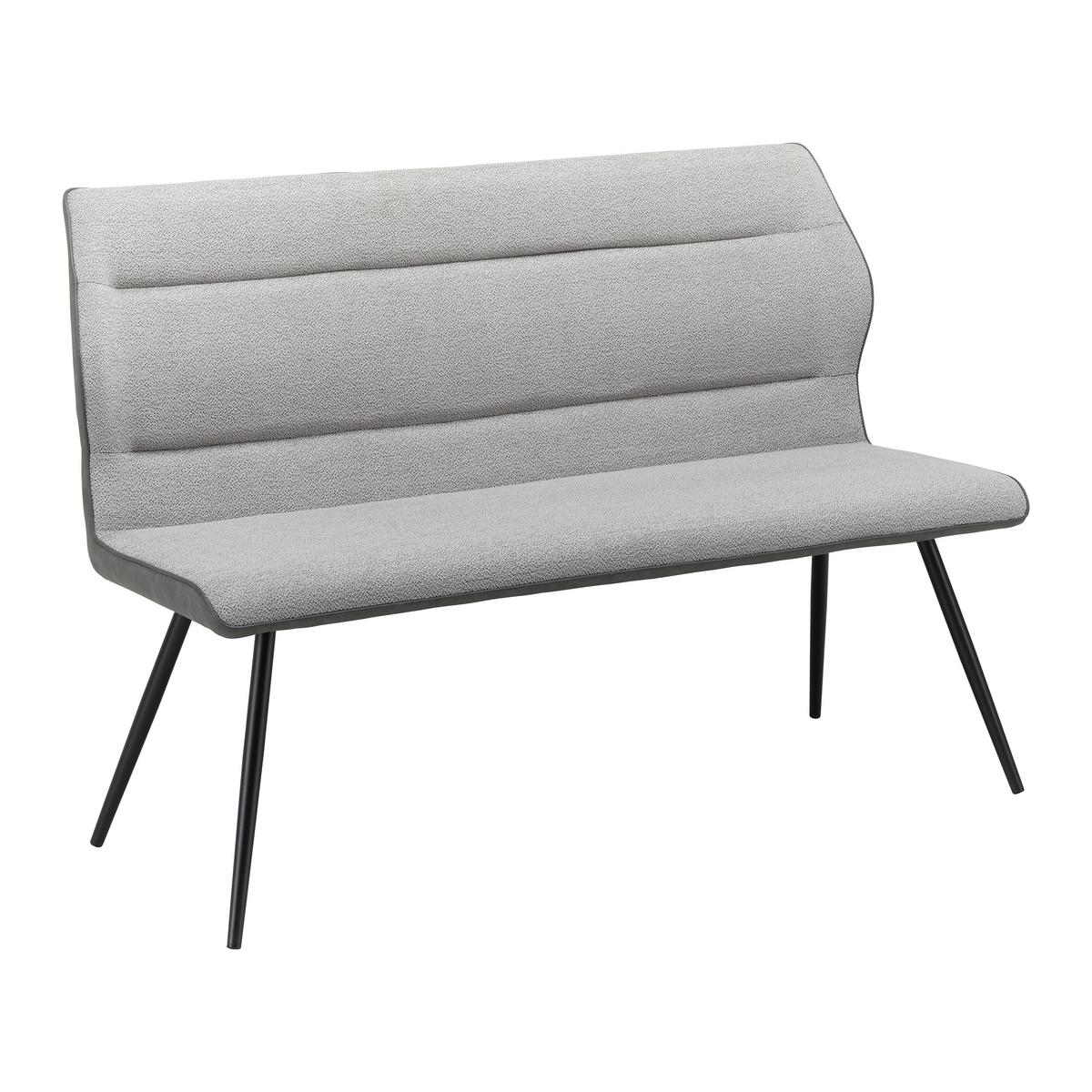 Sitzbank Eva Grau Webstoff Gepolstert - Schwarz/Grau, MODERN, Holz/Textil (139/92,5/60,5cm) - Bessagi Home