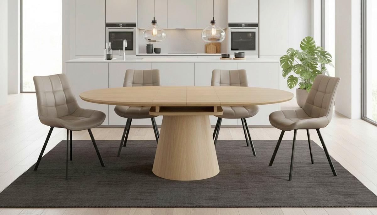 Raztegljiva Miza Sundsvall, Barva Hrasta, 120-160x120 - barve hrasta, Moderno, leseni material/les (120-160/120/76cm) - P & B