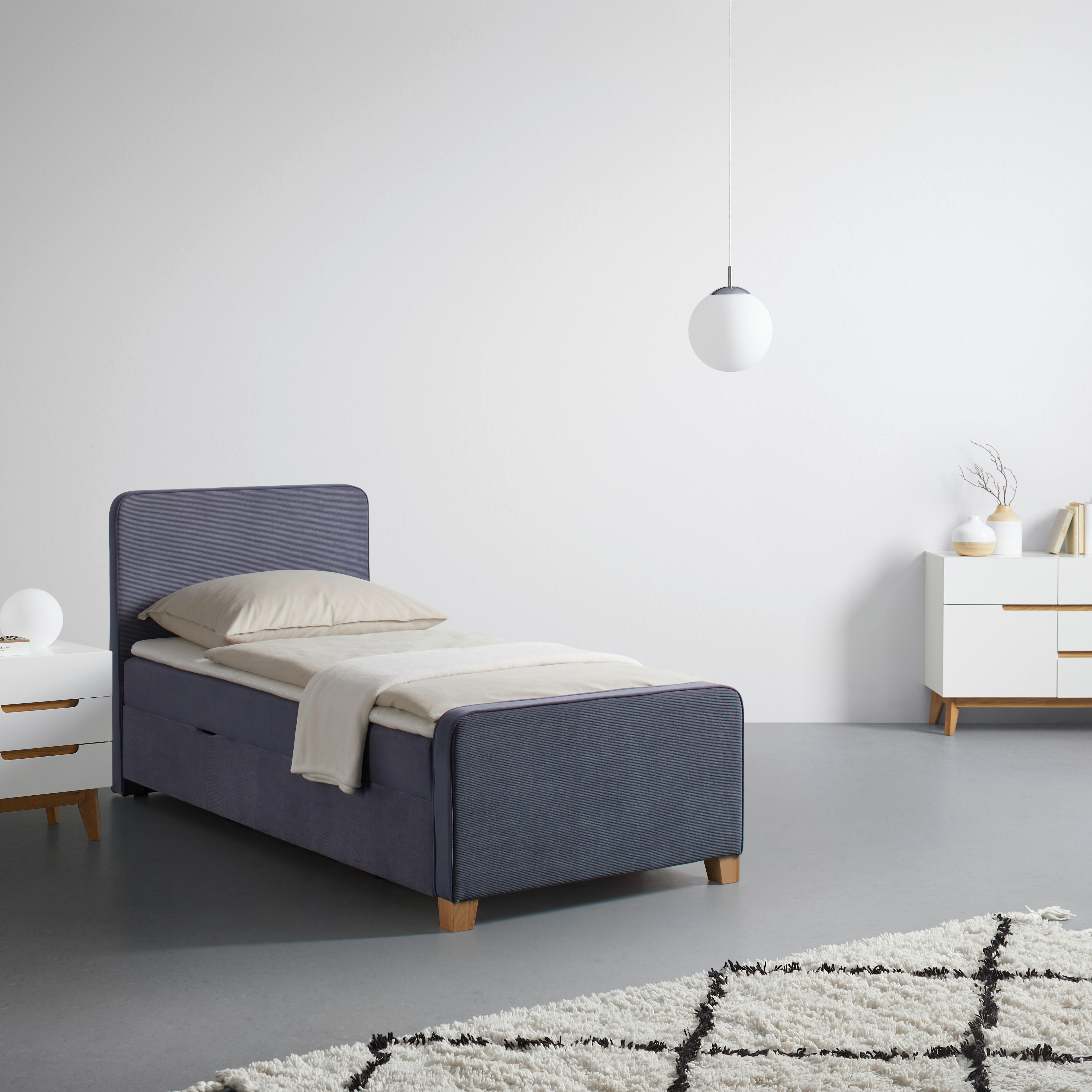 Box-ágy 100cm Szürke Apollo - szürke, Konventionell, textil/fa (100/200cm) - Mömax
