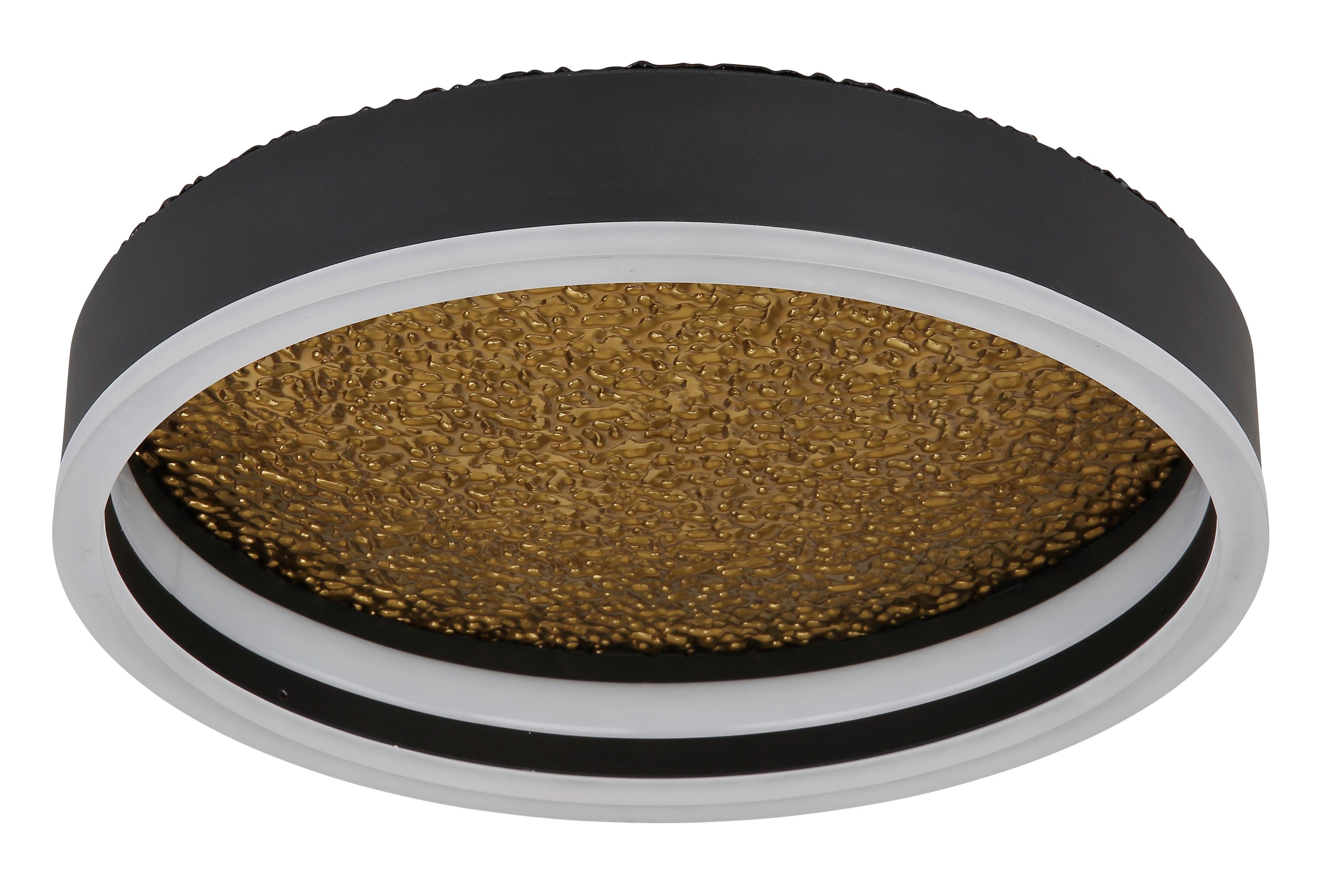 LED-Deckenleuchte Hedi in Schwarz max. 24 Watt - Goldfarben/Opal, Design, Kunststoff/Metall (30/7,5cm) - Globo