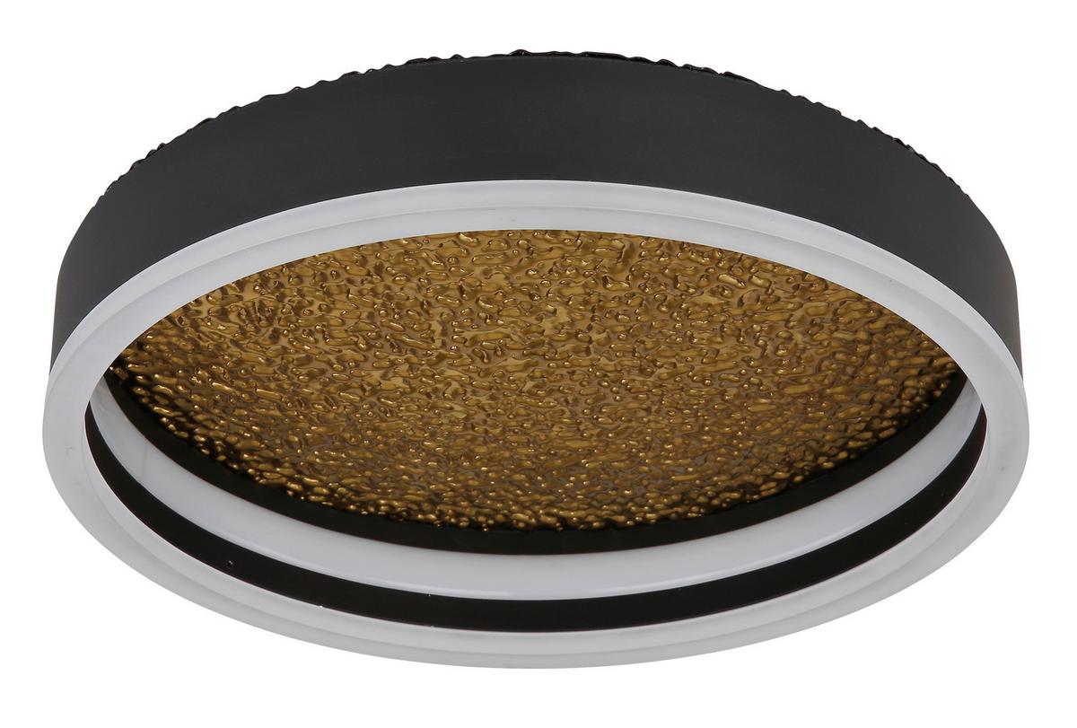 LED-Deckenleuchte Hedi in Schwarz max. 24 Watt - Goldfarben/Opal, Design, Kunststoff/Metall (30/7,5cm) - Globo