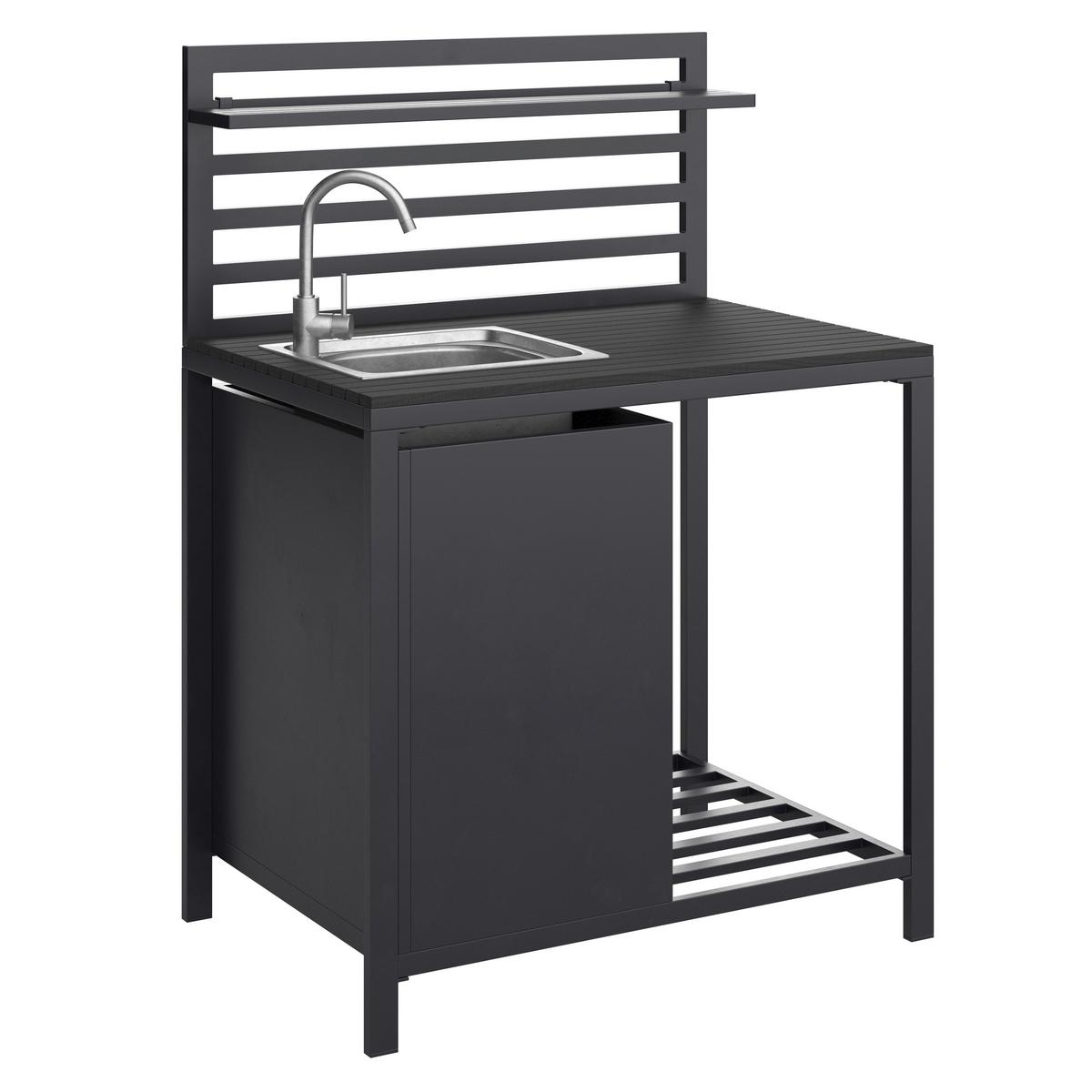 Outdoorküche Mara 3 in Anthrazit - Anthrazit, Natur, Kunststoff/Metall (90/127/61,5cm) - Mömax