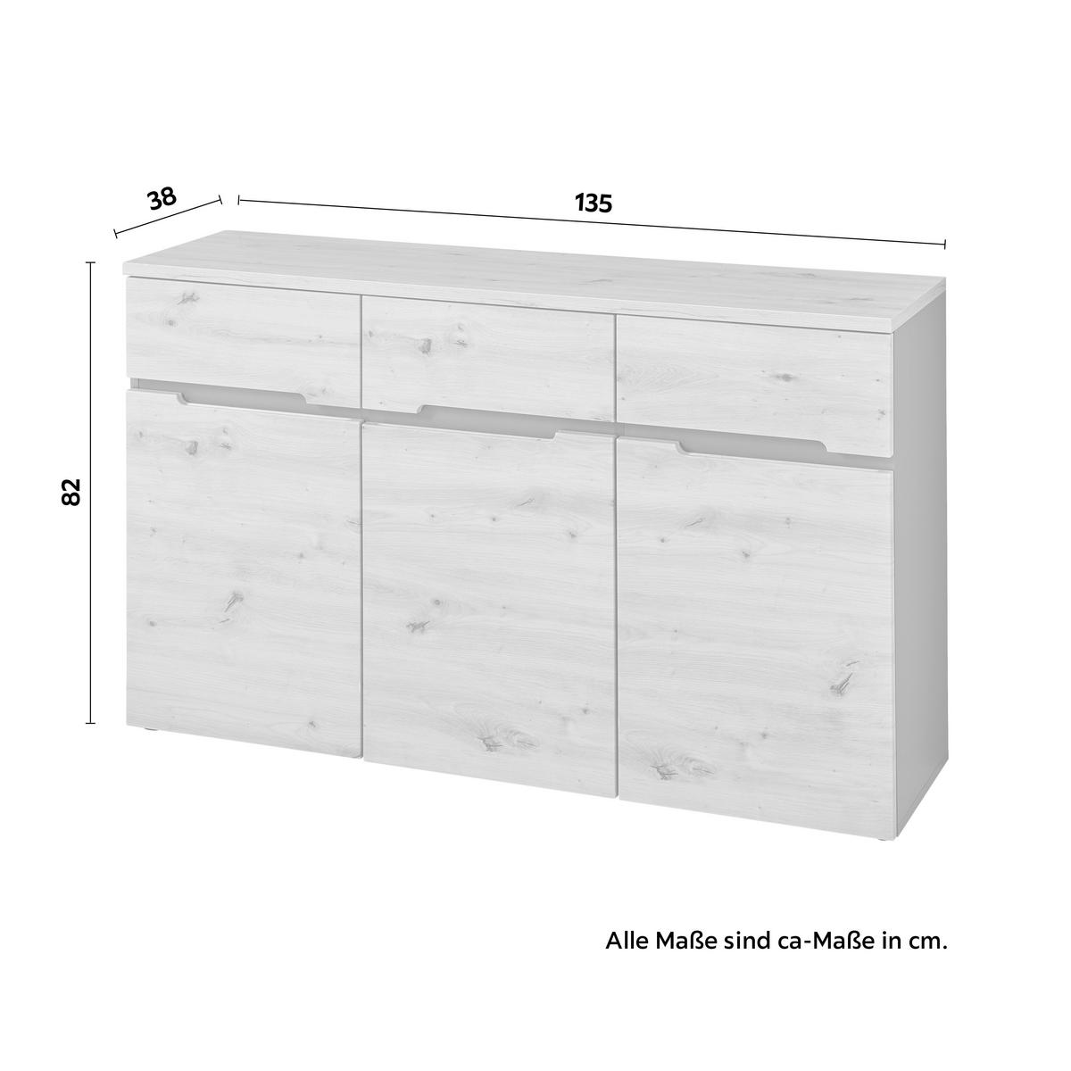 Sideboard Memphis Eiche Artisan - Graphitfarben/Eiche Artisan, Modern, Holzwerkstoff (135/82/38cm) - Mömax