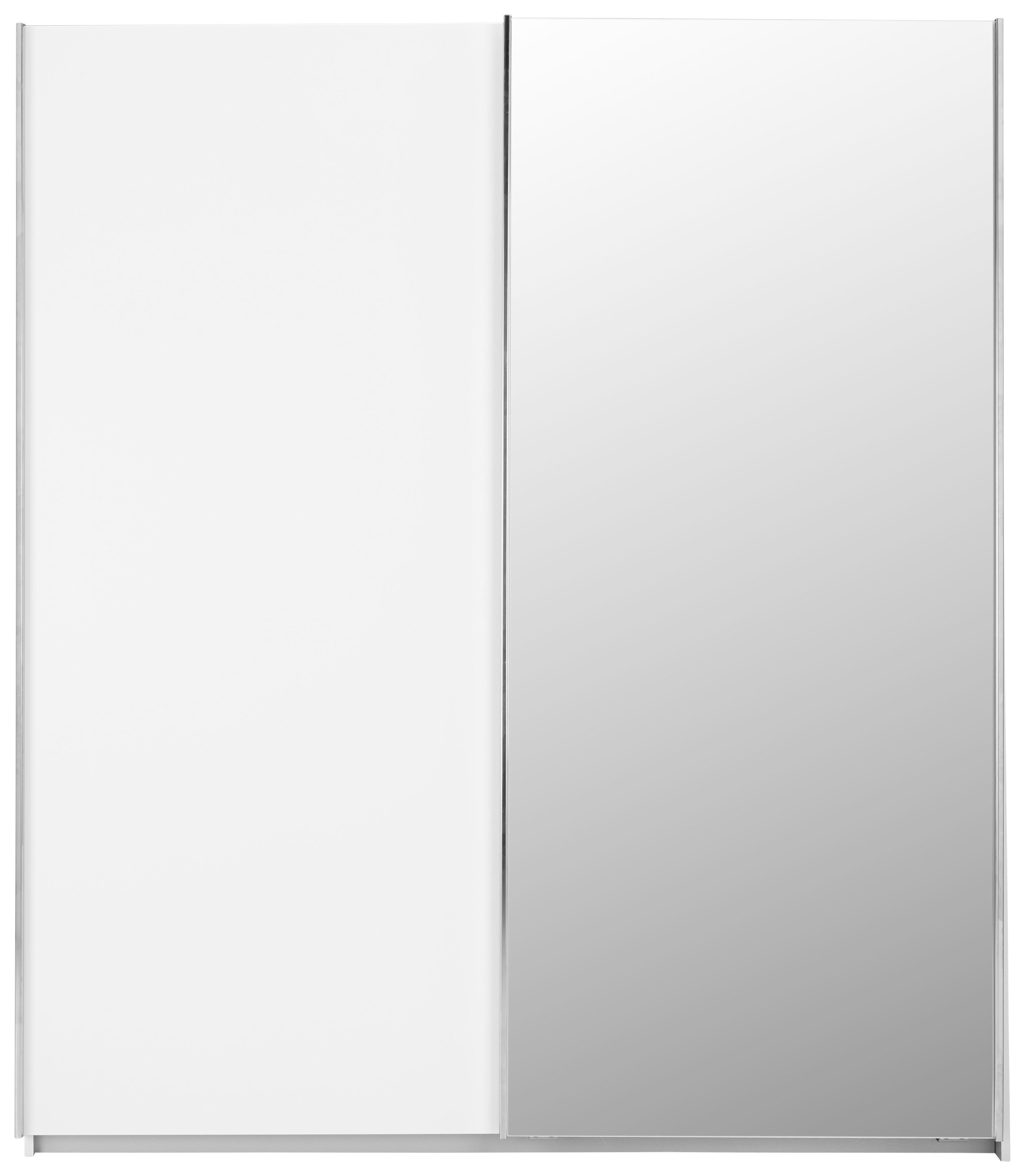 Schwebetürenschrank in Weiss mit Spiegel - Konventionell, Holzwerkstoff/Metall (181/210/62cm) - Modern Living