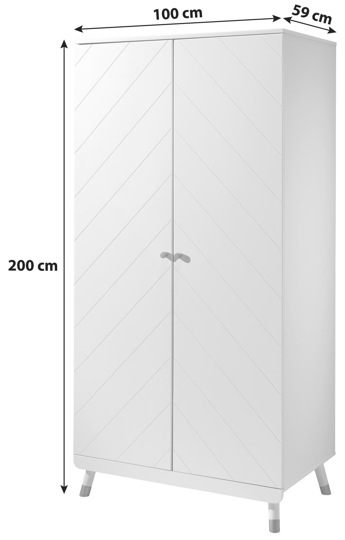 Drehtürenschrank Billy ca. 100x200 cm Weiß - Goldfarben/Weiß, MODERN, Holzwerkstoff/Kunststoff (100/200/59cm) - Vipack