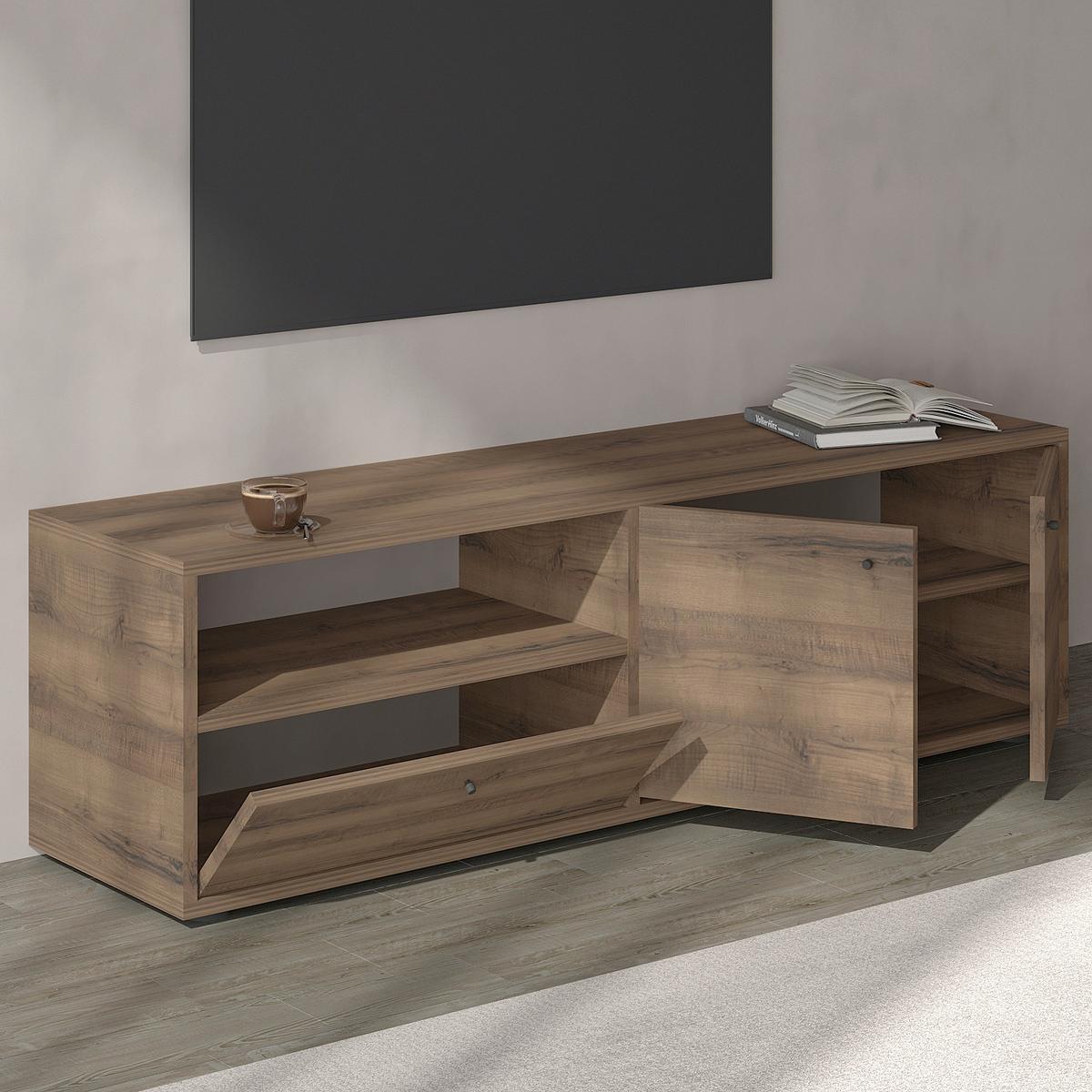 Lowboard Pao Tv Schrank - Eichefarben/Schwarz, Design, Holzwerkstoff (35/42/136cm) - Livetastic