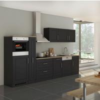 Küchenblock Rom m. Geräten Graphit/Eiche - Graphitfarben/Alufarben, MODERN, Holzwerkstoff/Metall (330cm) - Held