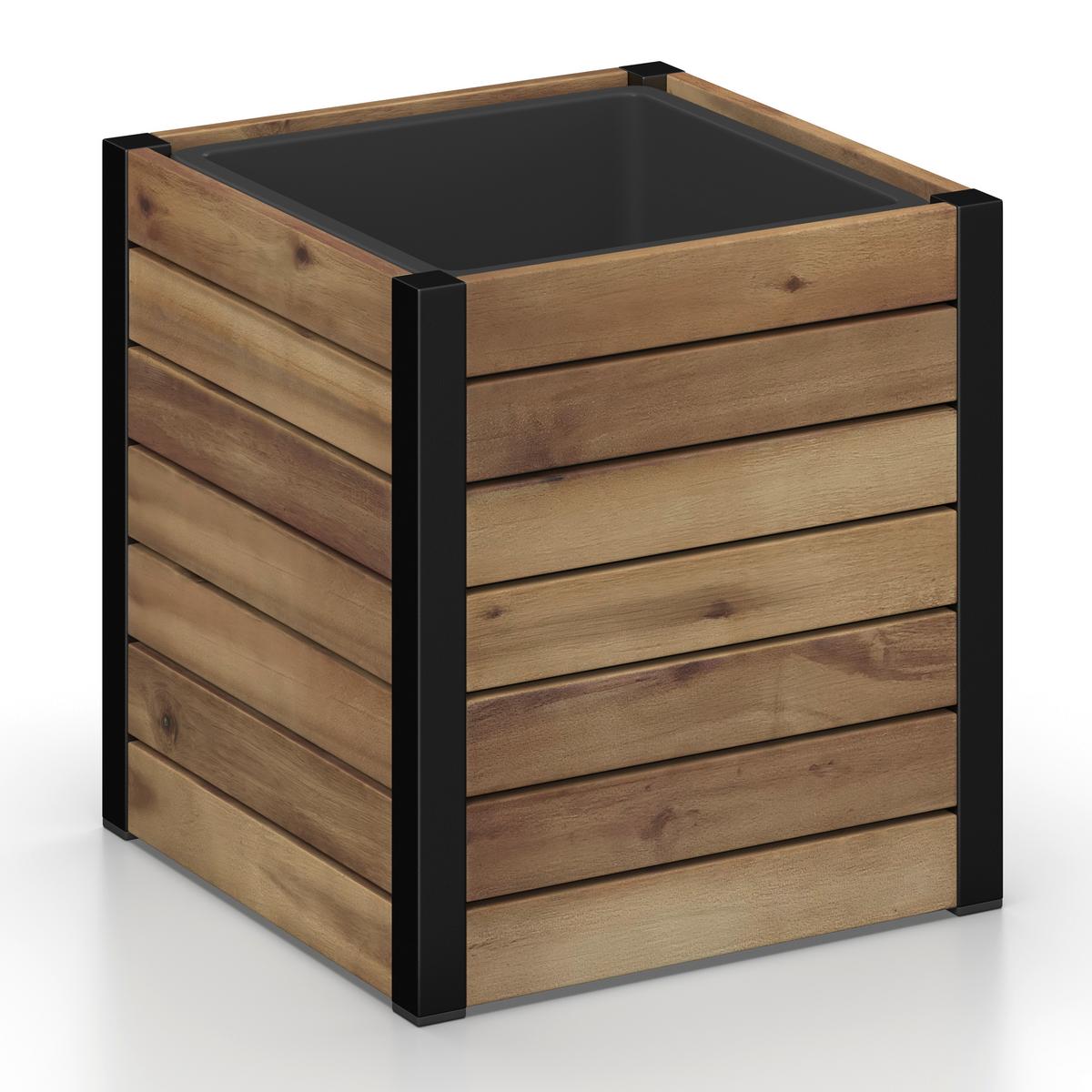 Hochbeet Marlo Echtholz massiv - Akaziefarben, MODERN, Holz/Kunststoff (32/34/32cm) - Bessagi Garden