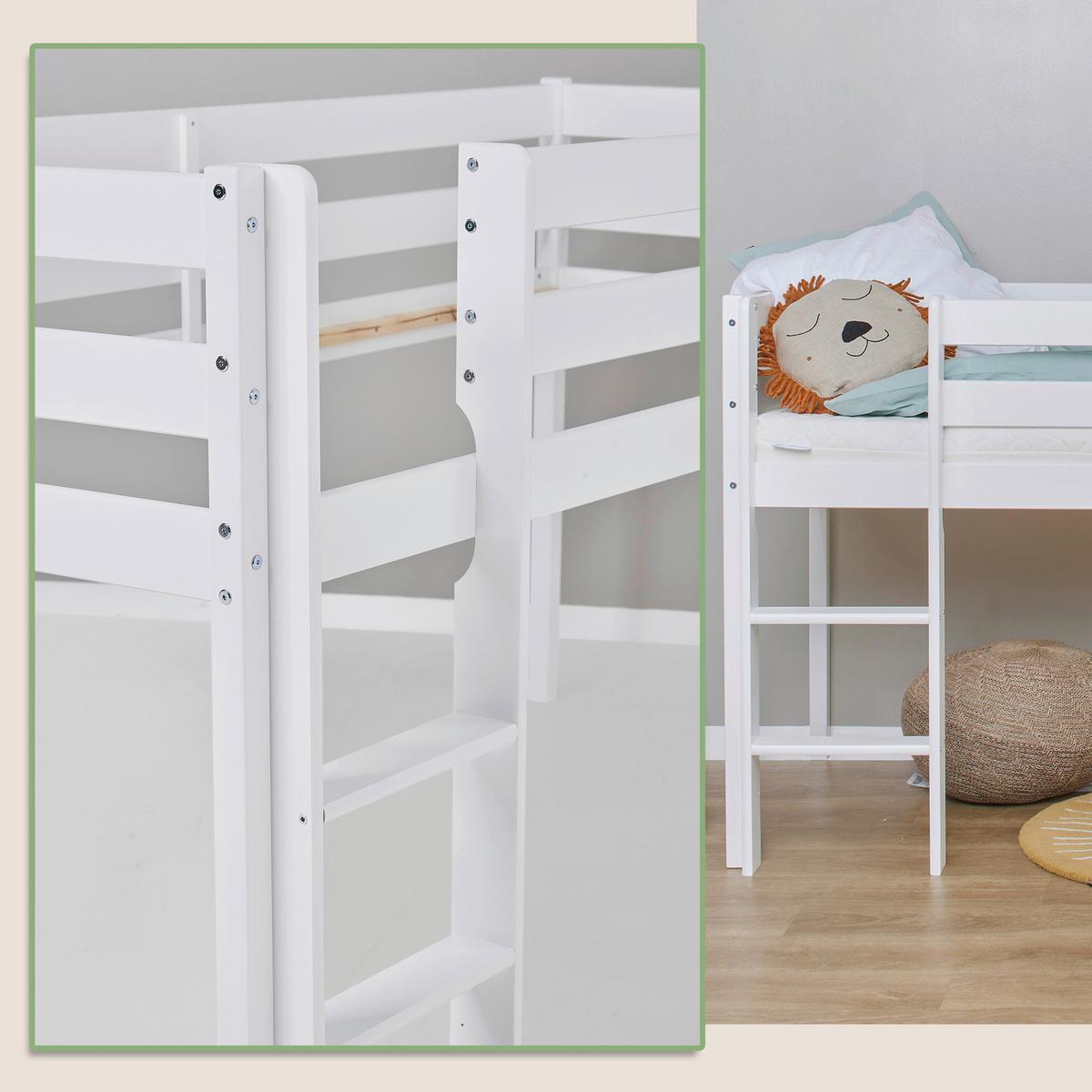Hochbett ECO COMFORT Weiß ca. 90x200 cm - Naturfarben/Weiß, MODERN, Holz (90/200cm) - MID.YOU