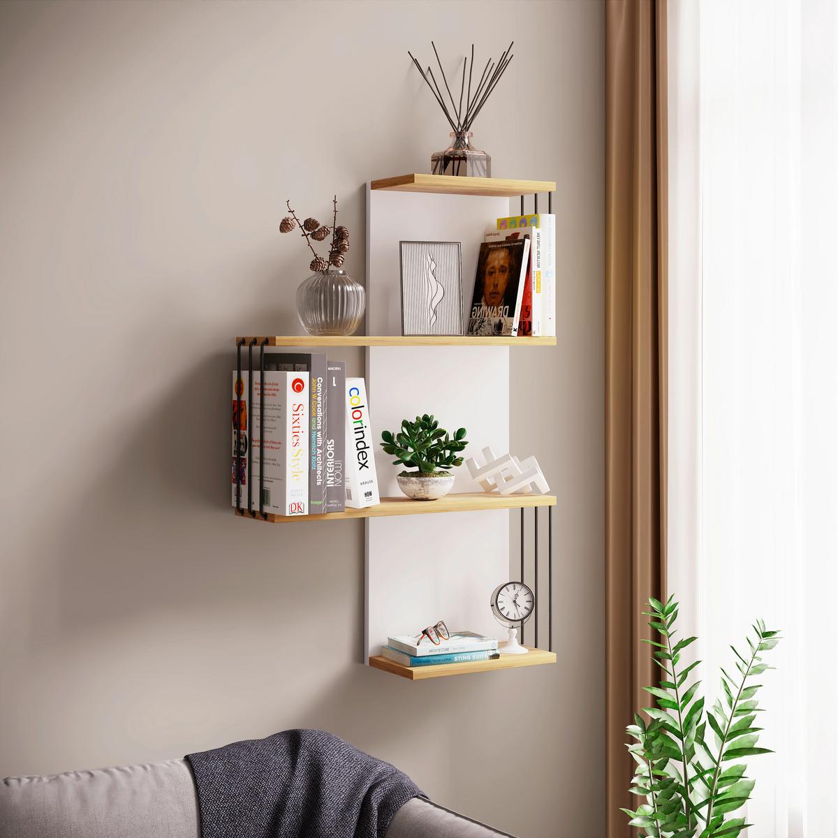 Wandboard Dolira - Weiss/Eichefarben, Design, Holzwerkstoff (68/98/19cm) - Livetastic