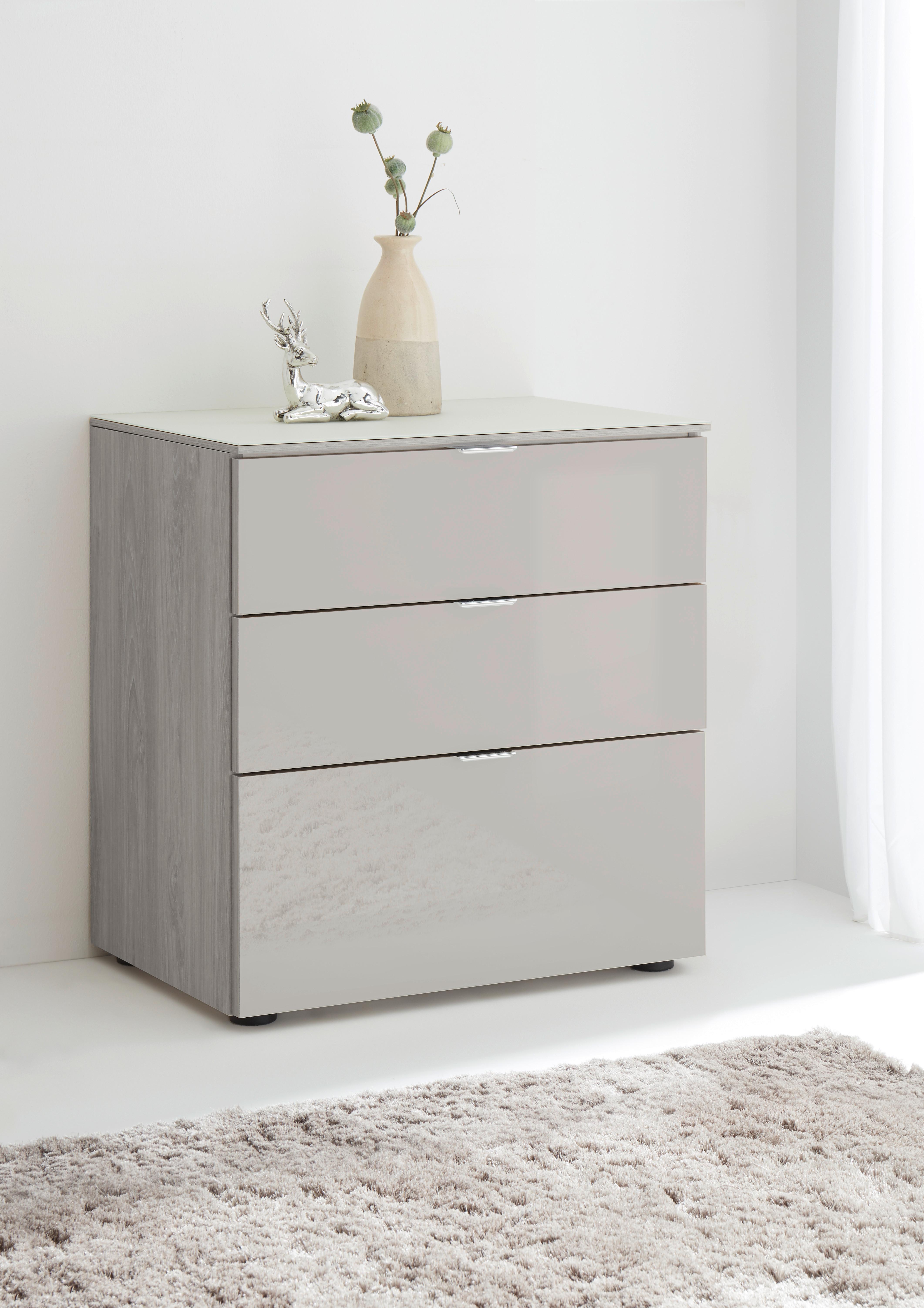 Éjjeliszekrény Sonate - króm/tölgyfa, Modern, faalapú anyag/Üveg (58/52,5/40cm)