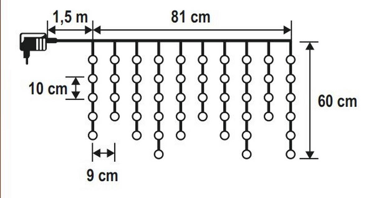Fényfüggöny Melegfehér 81cm / 50db LED - fehér, műanyag (80/60cm)