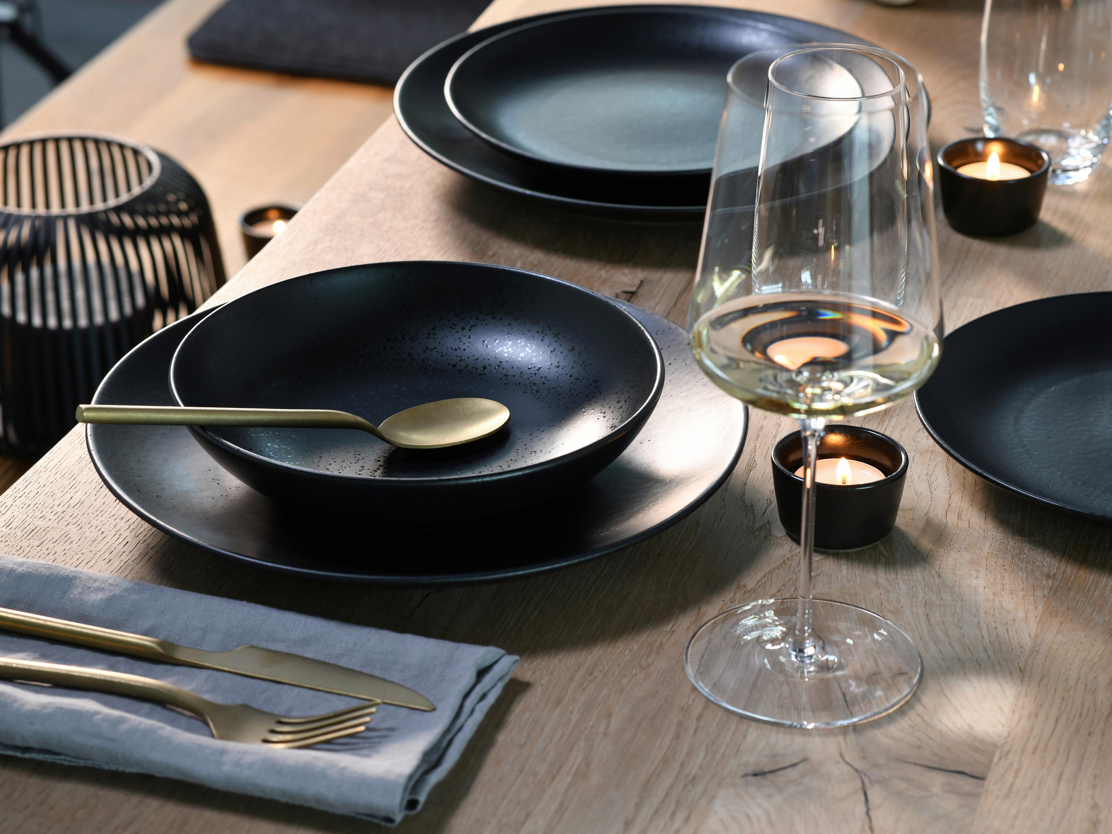 Jedilni Servis Magic Black Coupe, 12-Delni - črna, Basics, keramika - Creatable