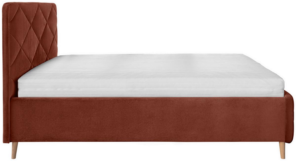 Tapecirani Krevet Rubby - boje hrđe/boje bukve, Moderno, drvni materijal/drvo (140/200cm) - Based