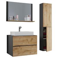 Badezimmer Lendas 4-tlg. ca. 114 cm Honigeiche/Anthr. - Honigeiche/Anthrazit, MODERN, Keramik/Holzwerkstoff (114cm) - MID.YOU
