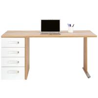 Masă de birou Ducato - alb/culoare lemn stejar, Modern, plastic/metal (160/72,8/80cm) - Premium Living