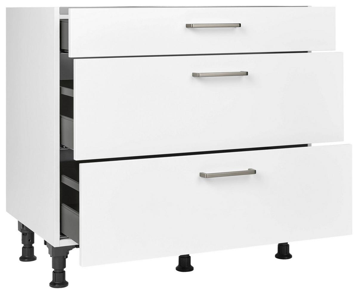 Kochfeldumbauschrank Touch Weiß - Edelstahlfarben/Weiß, MODERN, Holzwerkstoff/Metall (90/87/56cm) - Nobilia