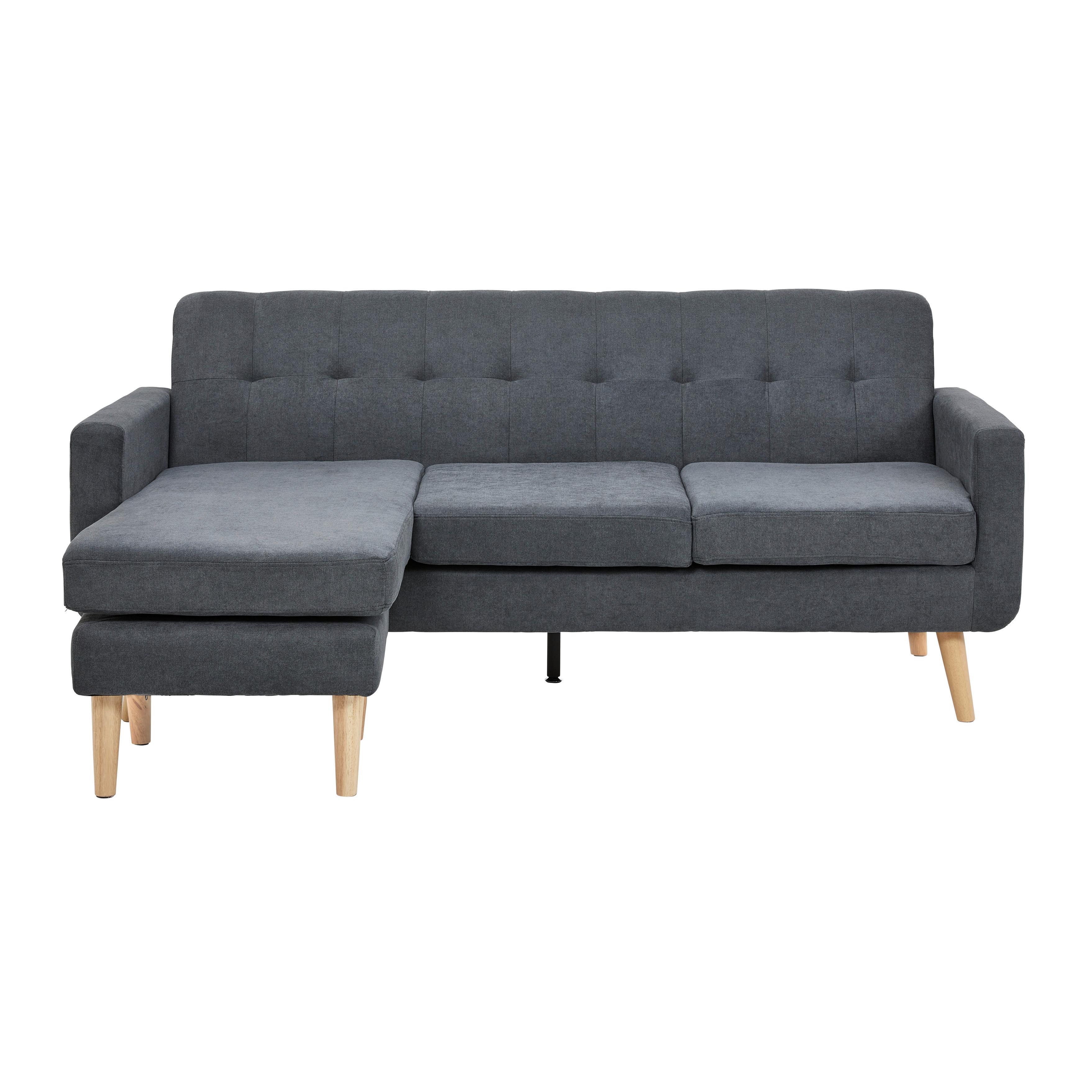 Kutna Garnitura Tamara - tamno siva/prirodne boje, Moderno, tekstil/drvo (198/83/143cm) - Bessagi Home