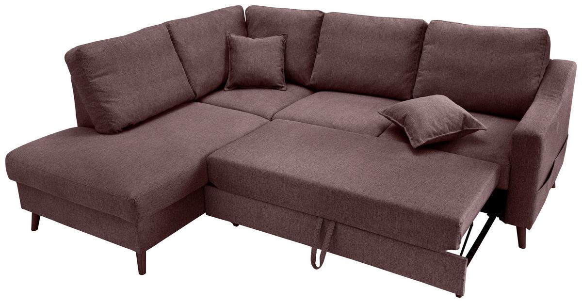 Wohnlandschaft Valentina Bordeaux Struktur - Bordeaux/Naturfarben, KONVENTIONELL, Holz/Textil (200/230cm) - P & B