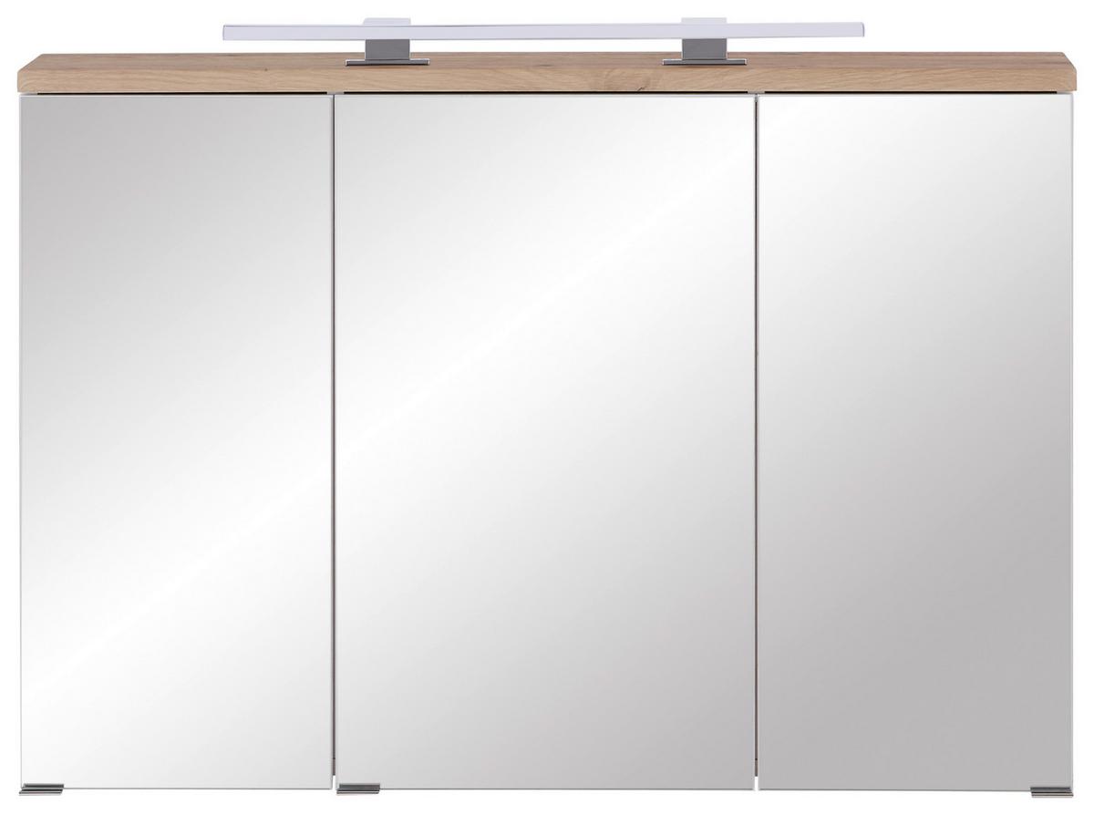 Omara Z Ogledalom Marbella, Bela, Hrast - barve kroma/bela, Moderno, kovina/steklo (100/70/20cm) - Mömax