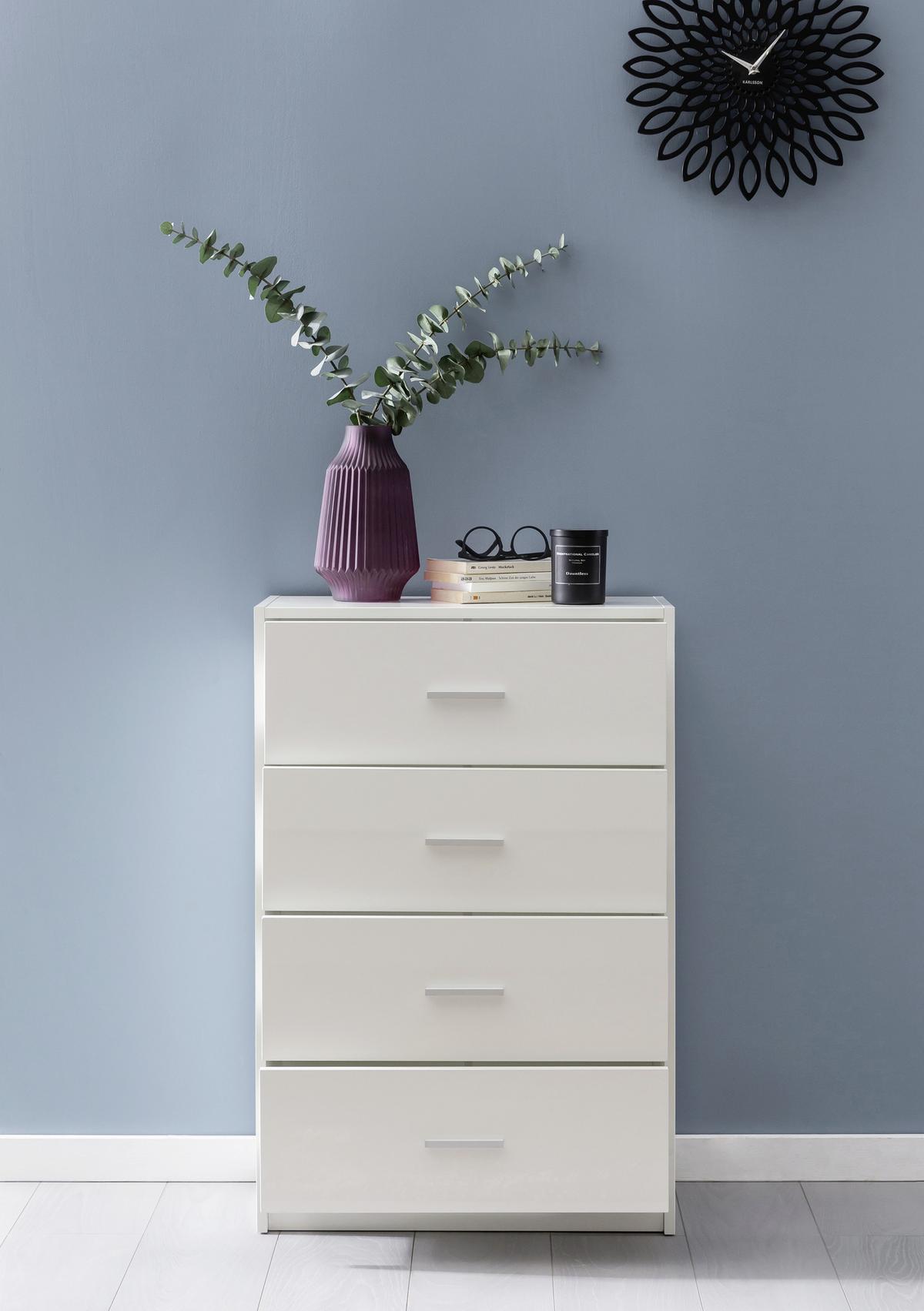Visoka Komoda Highboard - bela/barve aluminija, Konvencionalno, kovina/leseni material (60/90/30cm) - MID.YOU