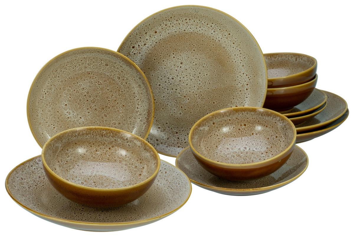 Tafelservice Cognac, 12-teilig - Cognac, Keramik - Creatable