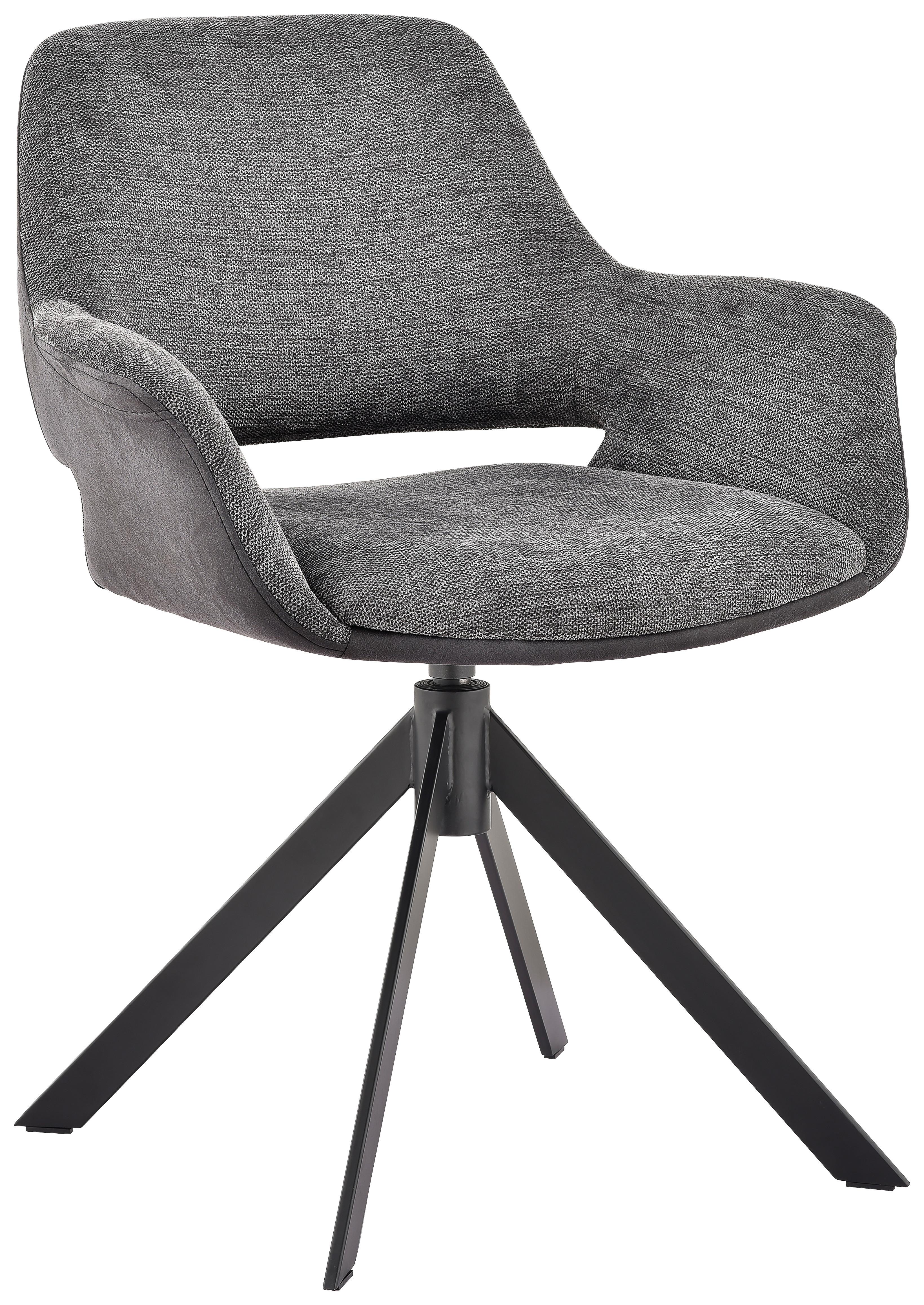 KRZESŁO Z PODŁOKIETNIKAMI VENLO - czarny/ciemnoszary, Design, metal/tkanina (66/83,5/62,5cm) - Novel