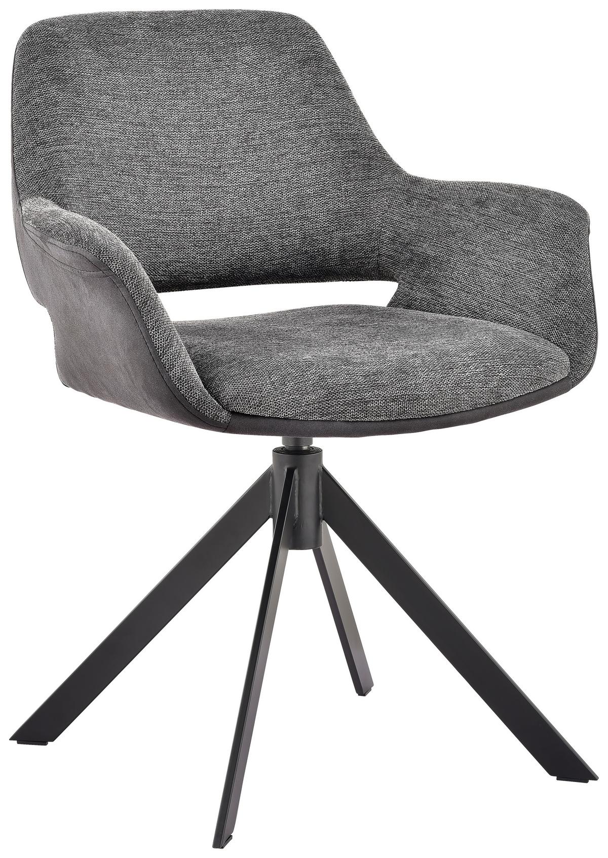 KRZESŁO Z PODŁOKIETNIKAMI VENLO - czarny/ciemnoszary, Design, metal/tkanina (66/83,5/62,5cm) - Novel