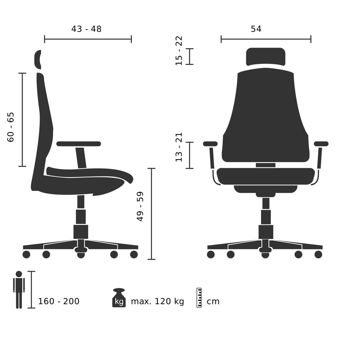 Pisarniški Stol Ergo-u2 Lm, Črna - srebrne barve/črna, Basics, kovina/umetna masa (70/124-146/67cm) - MID.YOU