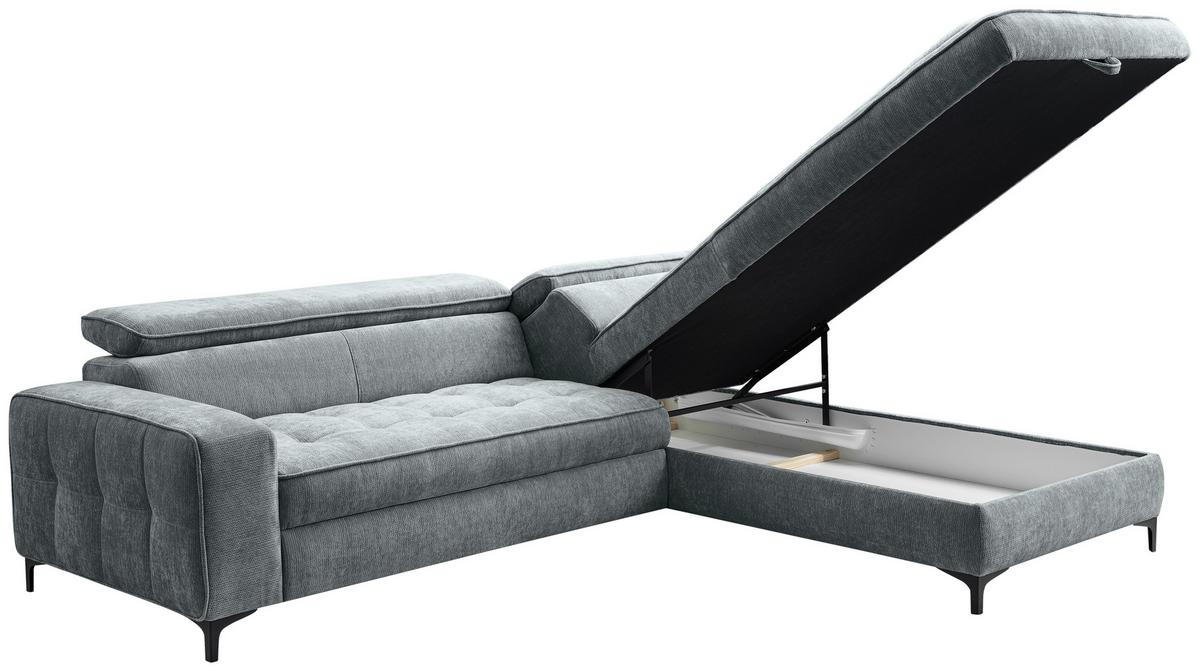 Kutna Garnitura Talia - tamno siva/crna, Basics, tekstil/metal (251/70-90/203cm) - Modern Living