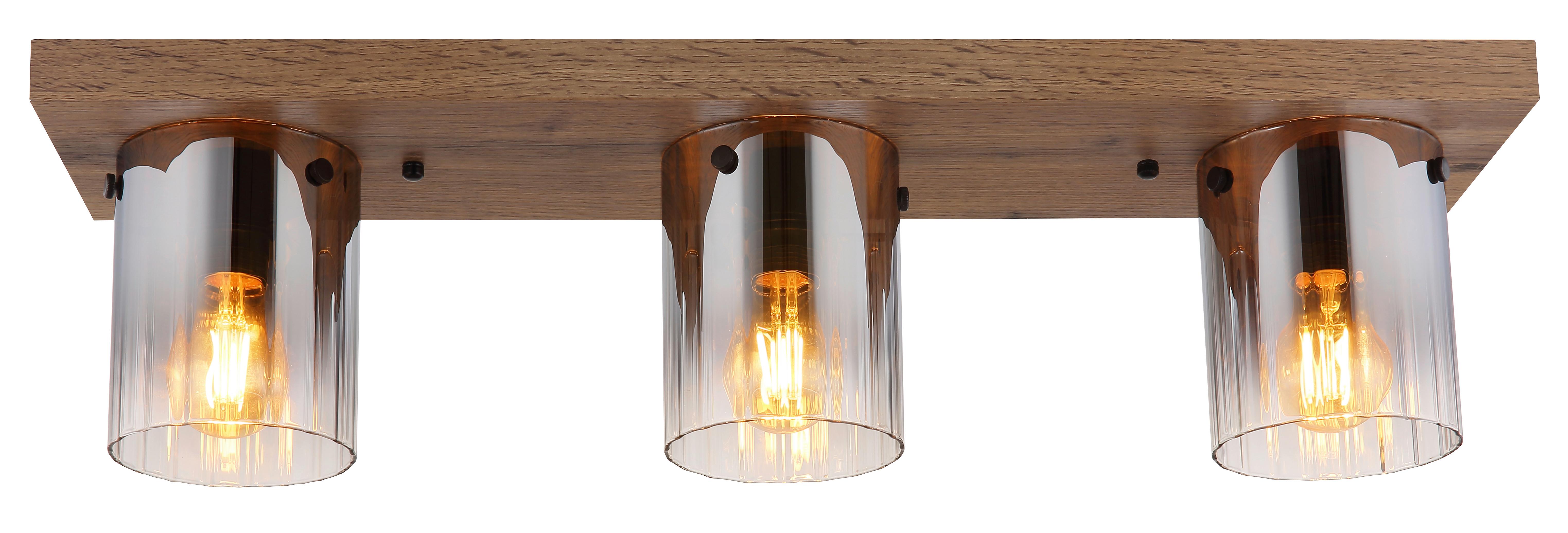 Stropna Svjetiljka Tamno Smeđa - tamno smeđa, Natur, staklo/drvni materijal (71/16/18cm) - Globo