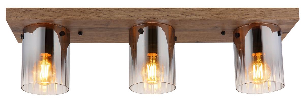 Stropna Svjetiljka Tamno Smeđa - tamno smeđa, Natur, staklo/drvni materijal (71/16/18cm) - Globo