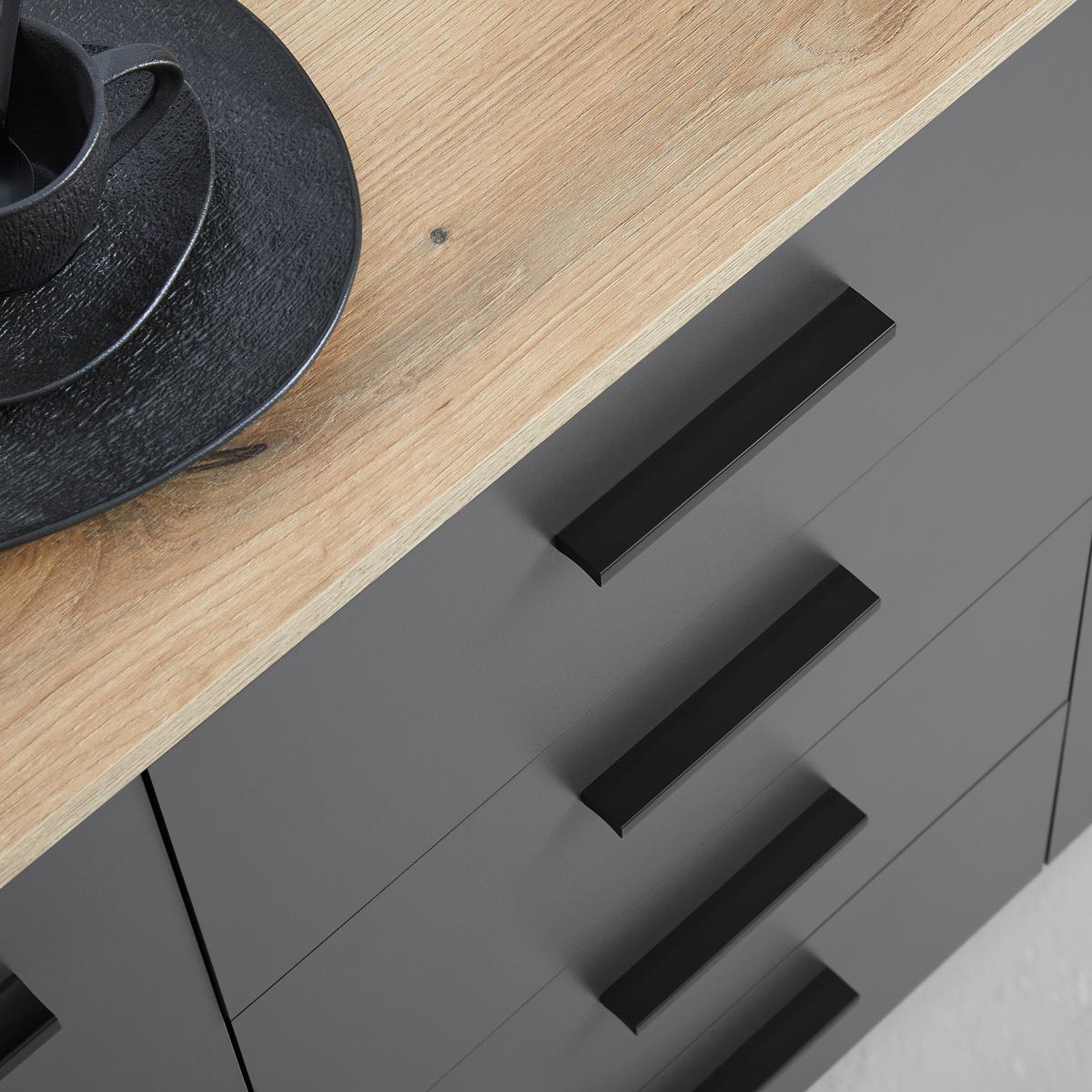 Kommode Cadix Anthrazit/Eichefarben - Eichefarben/Anthrazit, Konventionell, Holzwerkstoff/Kunststoff (150/83/42cm) - Mömax