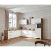 Eckküche Meran mit Geräten ca. 240x300cm Weiß/Eiche Dekor - Eiche Wotan/Schwarz, LIFESTYLE, Holzwerkstoff/Metall (240/300cm) - Held