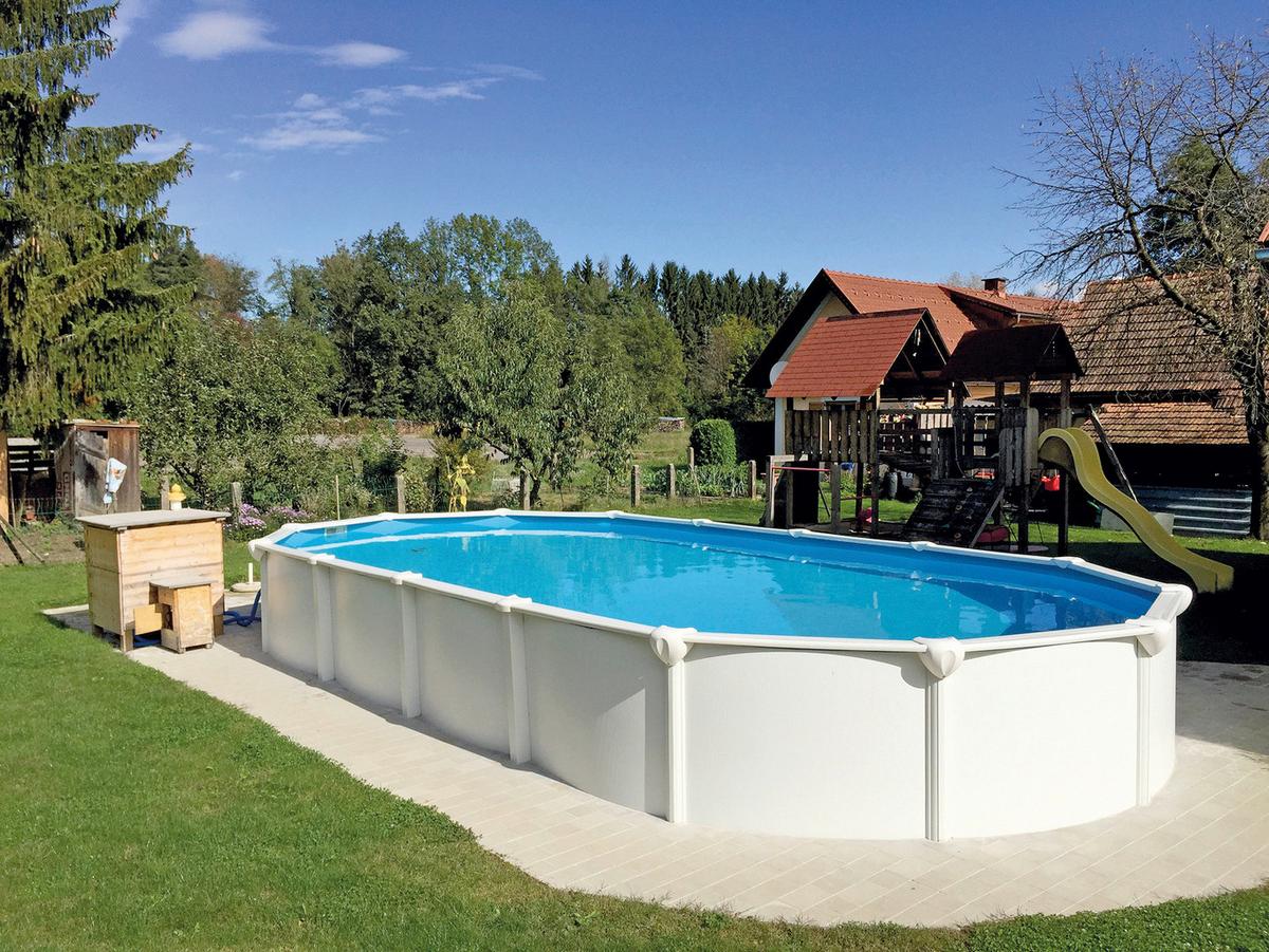 Schwimmbecken Steely Supreme 920x460x130cm - Weiß, Basics, Kunststoff (920/460/130cm)