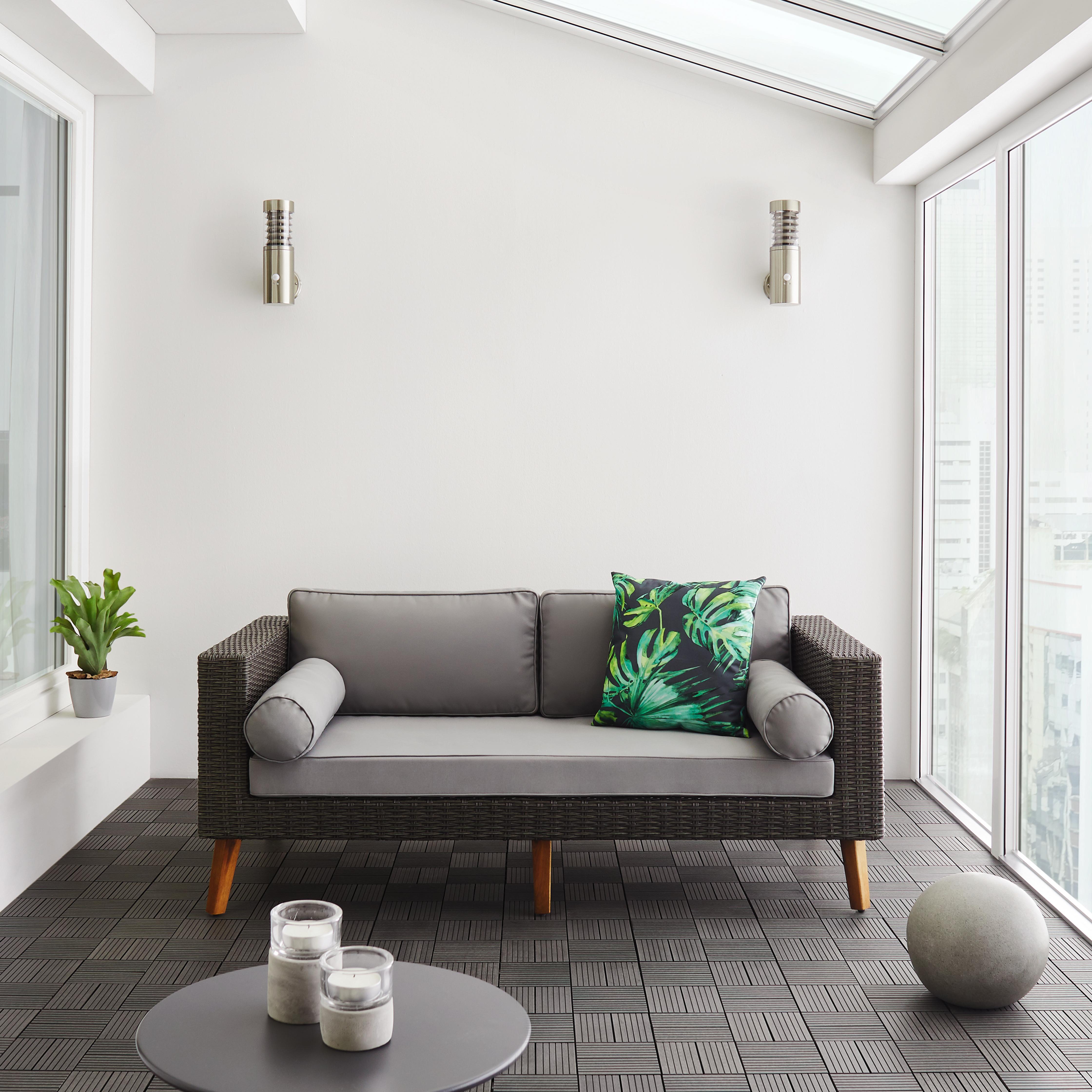 LOUNGESOFA Vittorio in grau - Grau, MODERN, Holz/Kunststoff (162/65/82cm) - Bessagi Garden