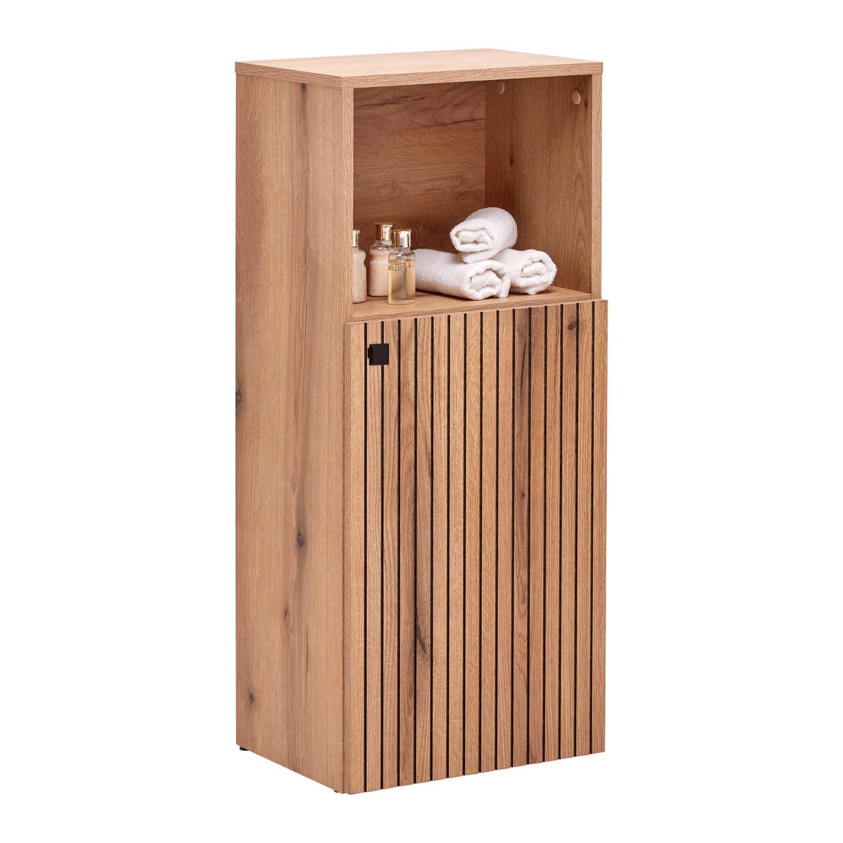 Srednje Visoka Omara Purebliss, Barva Hrasta - črna/barve hrasta, Moderno, kovina/leseni material (40/95/31cm) - Mömax