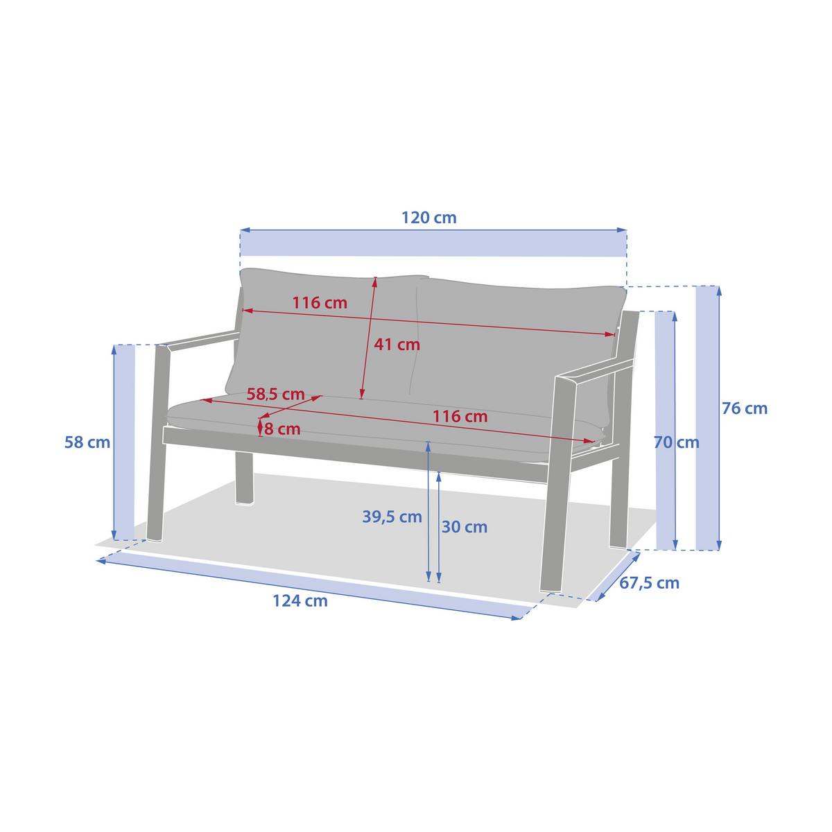 Vrtni Set Flovia - zelena, Basics, metal/tekstil (223,5/135/70cm)
