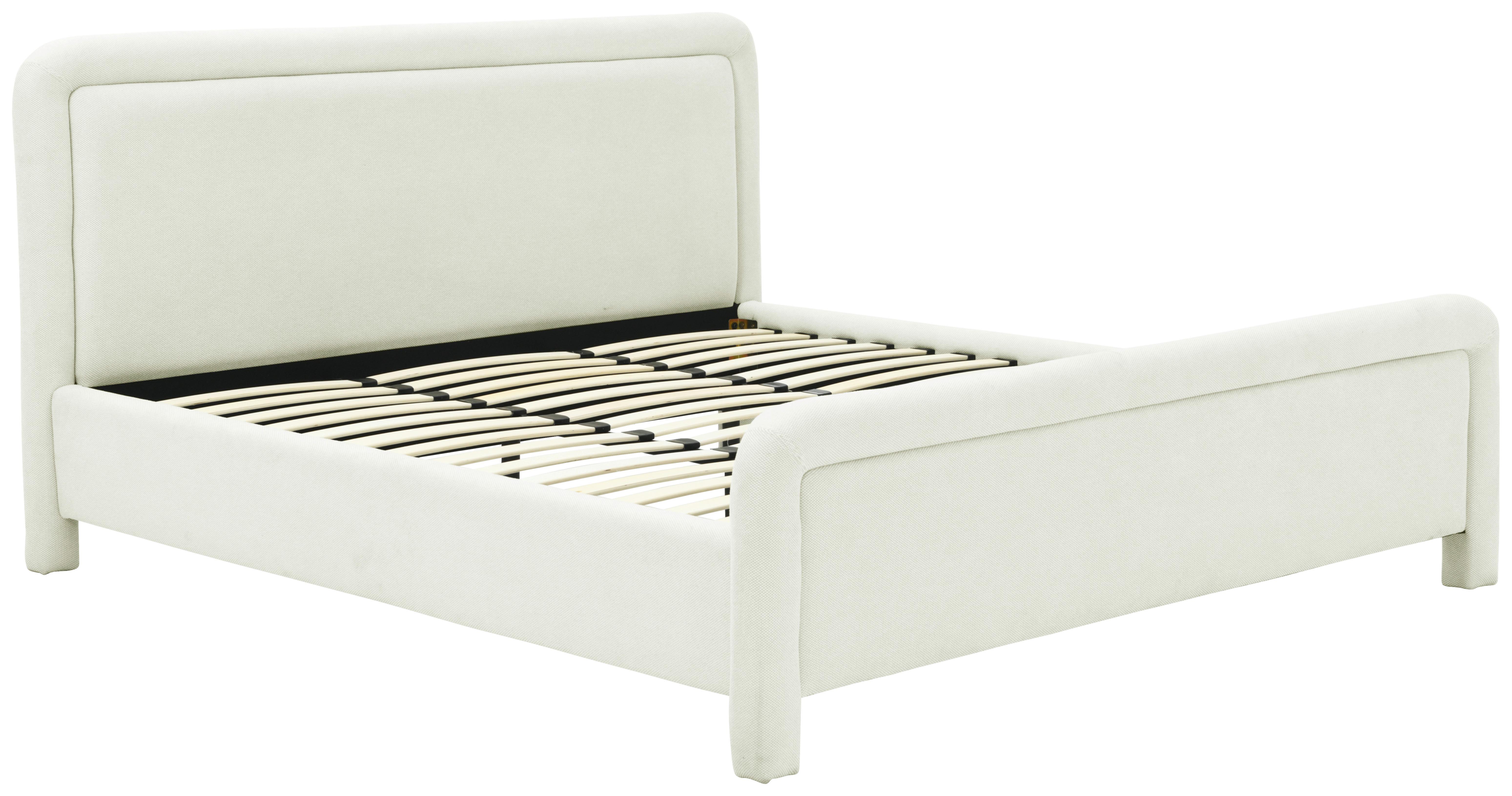 Oblazinjena Postelja Pipe, Bela, 180x200cm - barve hrasta/bela, Design, kovina/tekstil (205/110/233cm) - Livetastic