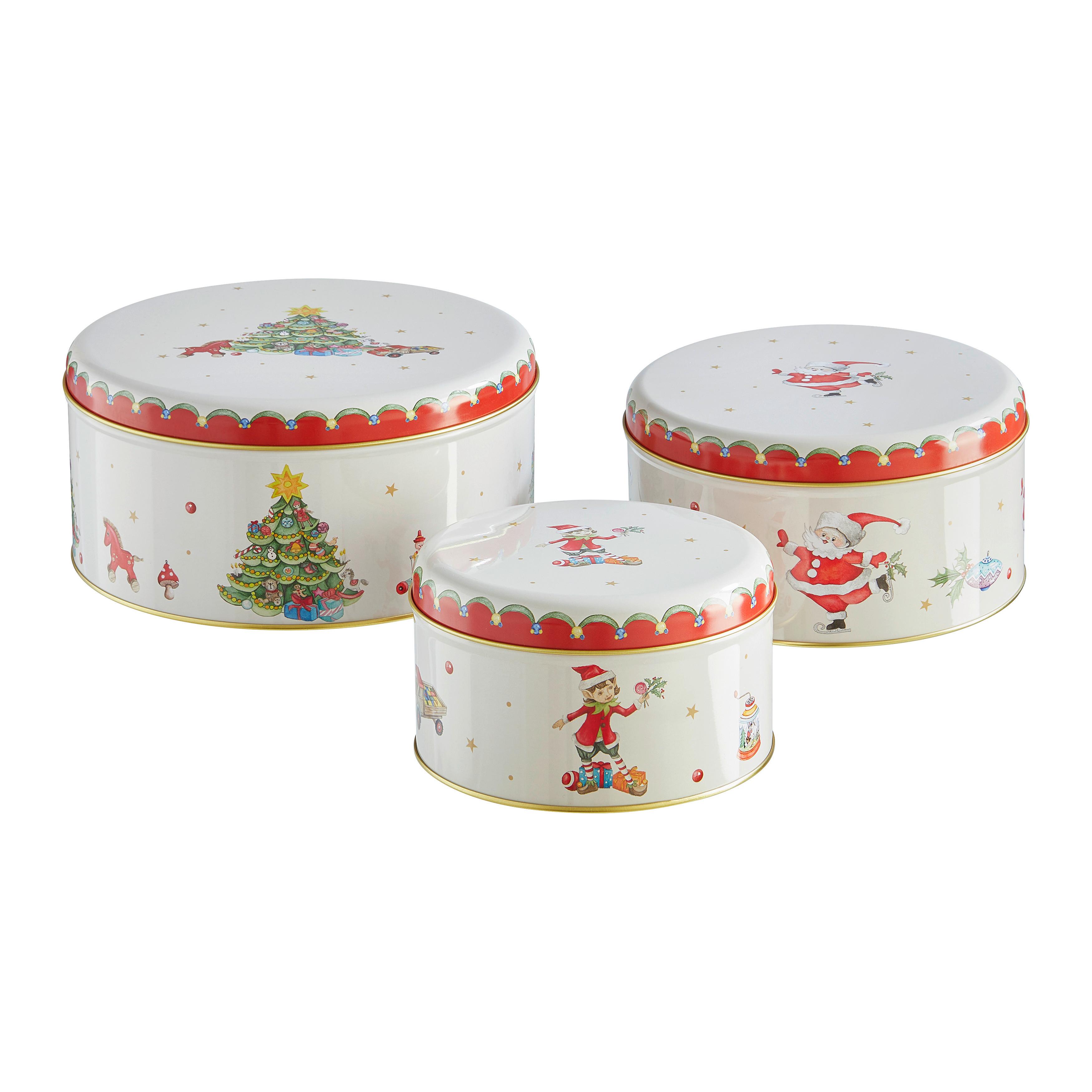 Keksdosenset XMAS 3-teilig - Sandfarben/Rot, KONVENTIONELL, Metall - Modern Living