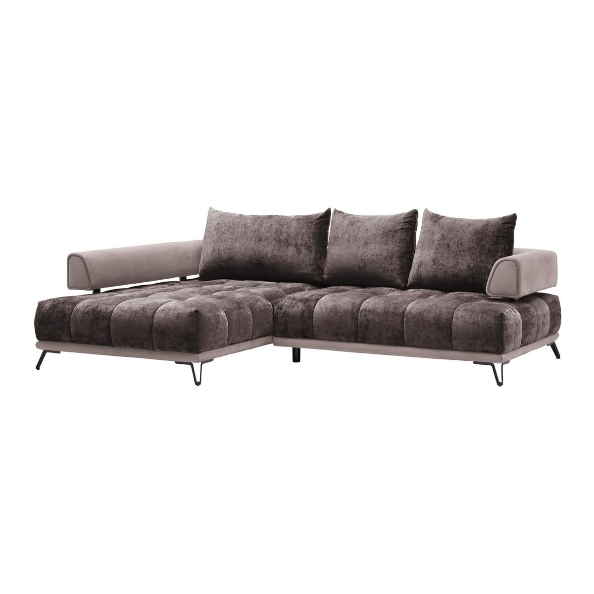 Ecksofa Morgan Taupe - Taupe/Schwarz, MODERN, Textil/Metall (184/262cm) - Mömax
