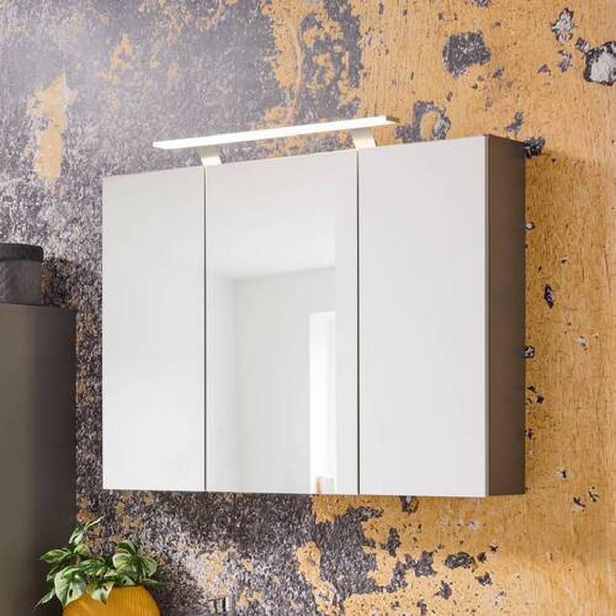 Omara Z Ogledalom Mona, Siva, Osvetlitev - srebrne barve/siva, Moderno, kovina/steklo (100/75,7/16cm) - Stylife
