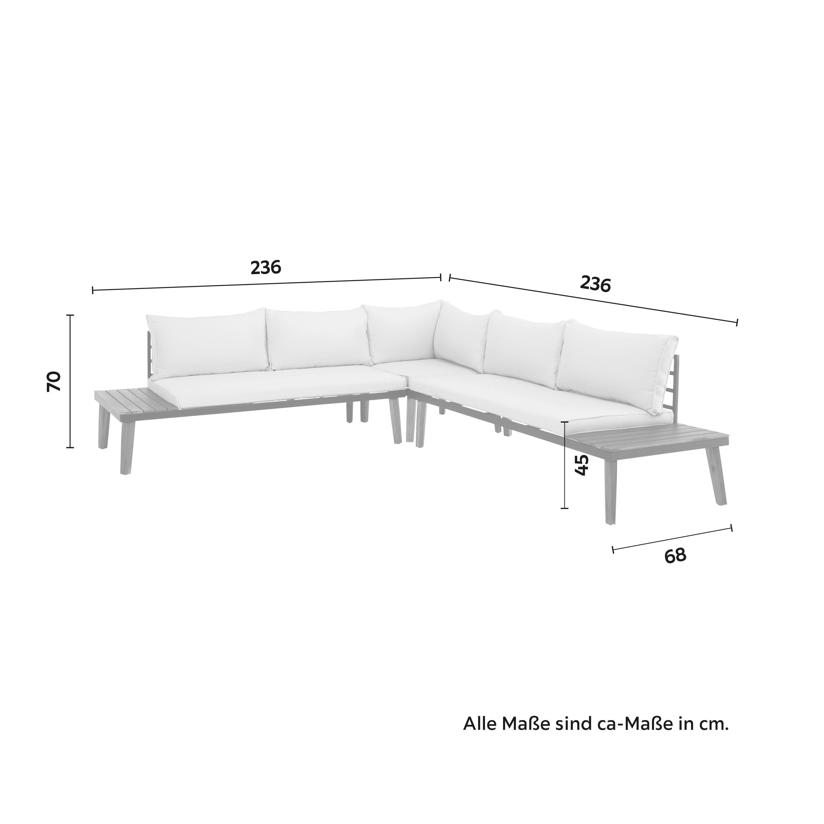Kerti Garnitúra Leon - Natúr/Akácia színű, modern, Fa/Textil (236/236cm) - Bessagi Garden
