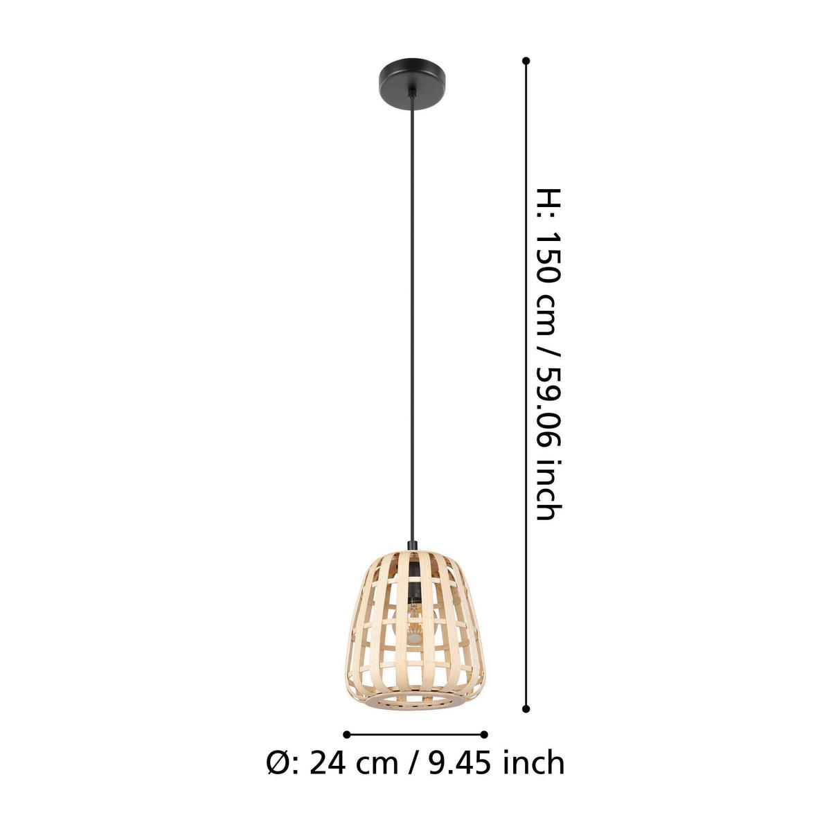 Hängeleuchte 390152_montezuelo - Schwarz/Naturfarben, Design, Holz/Metall (24/150cm) - Eglo