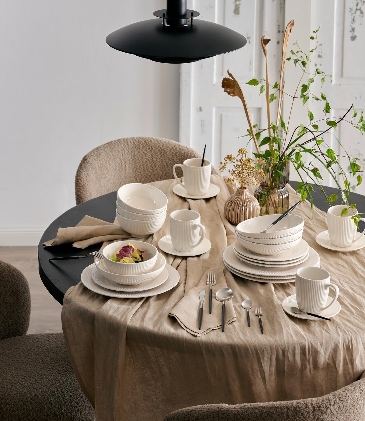 SERWIS OBIADOWO-ŚNIADANIOWY NELE - biały, Konventionell, ceramika - Landscape