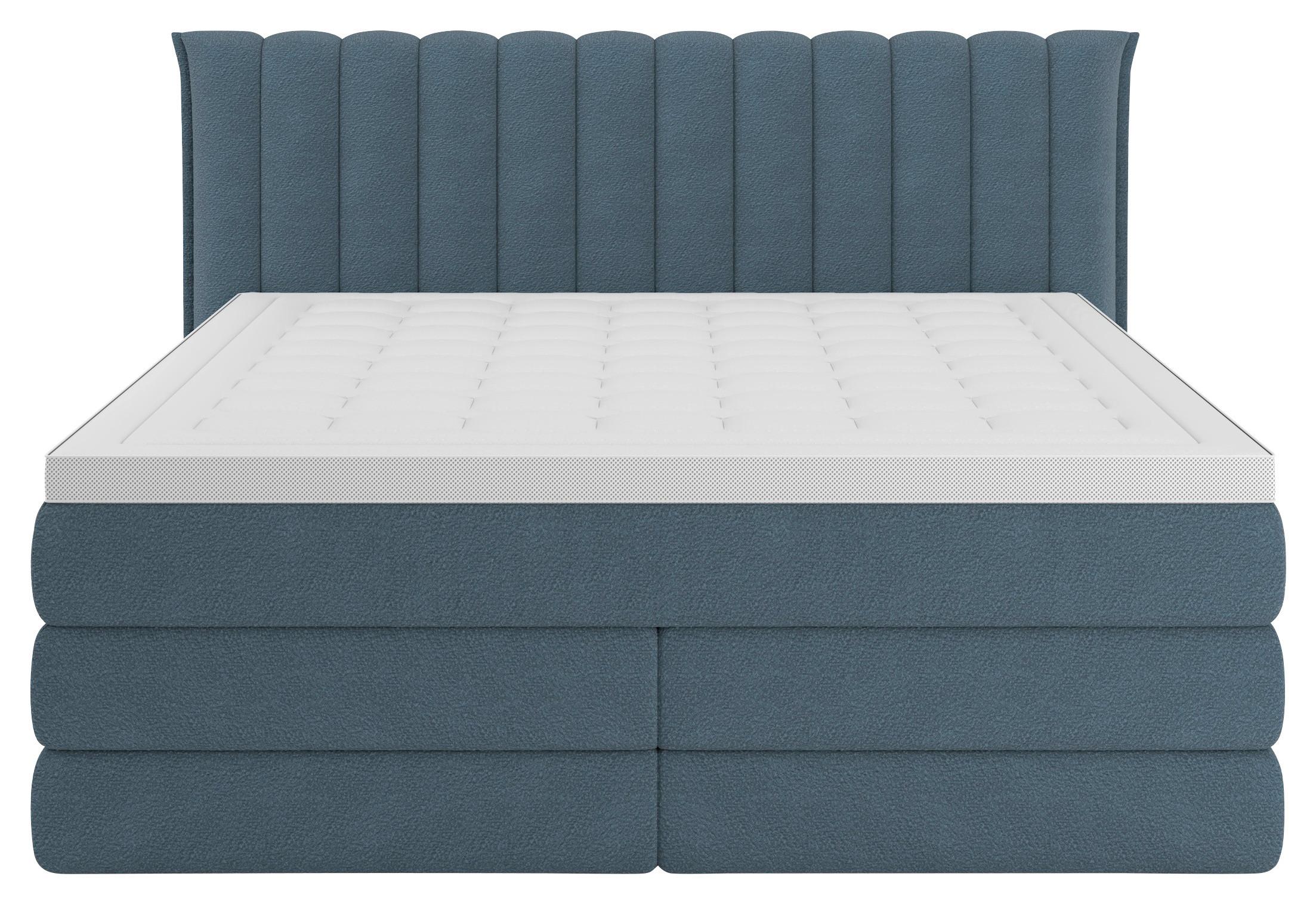 Boxspringbett Lina Blau ca. 180x200cm - Blau, KONVENTIONELL, Holz/Holzwerkstoff (180/200cm) - Premium Living