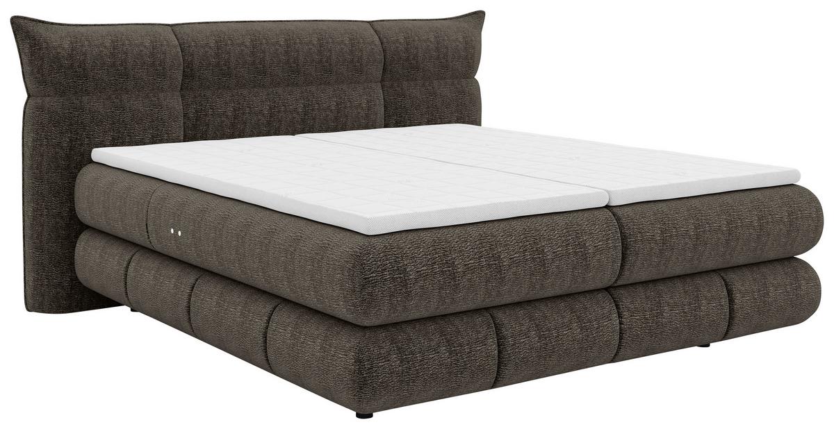 Boxspringbett Auris Braun ca. 180x200cm - Schwarz/Braun, KONVENTIONELL, Kunststoff/Textil (180/200cm) - Sembella