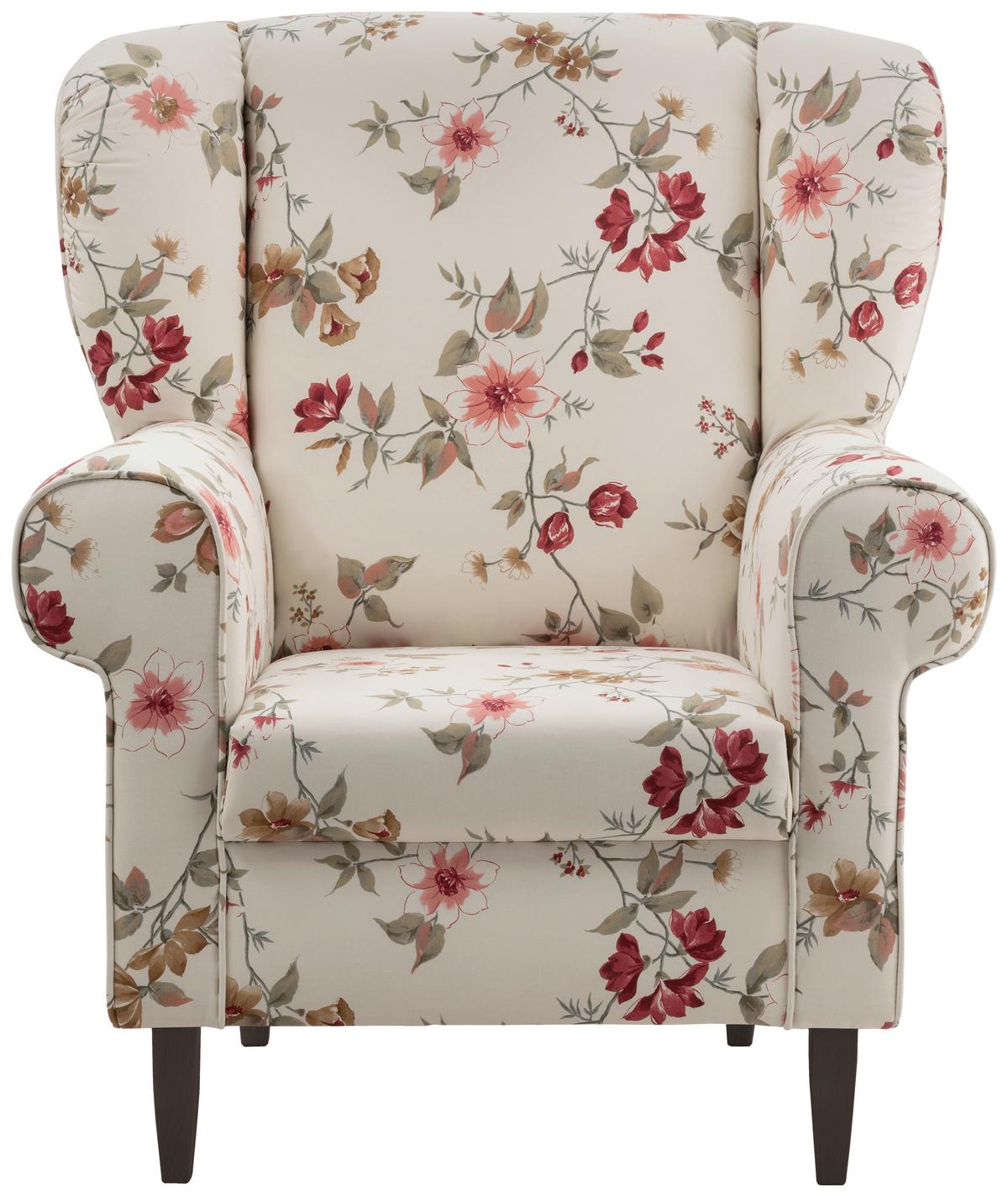 Sesselset Asino Beige/Rot Webstoff - Wengefarben/Beige, ROMANTIK / LANDHAUS, Holz/Textil (80/102/86cm) - Livetastic